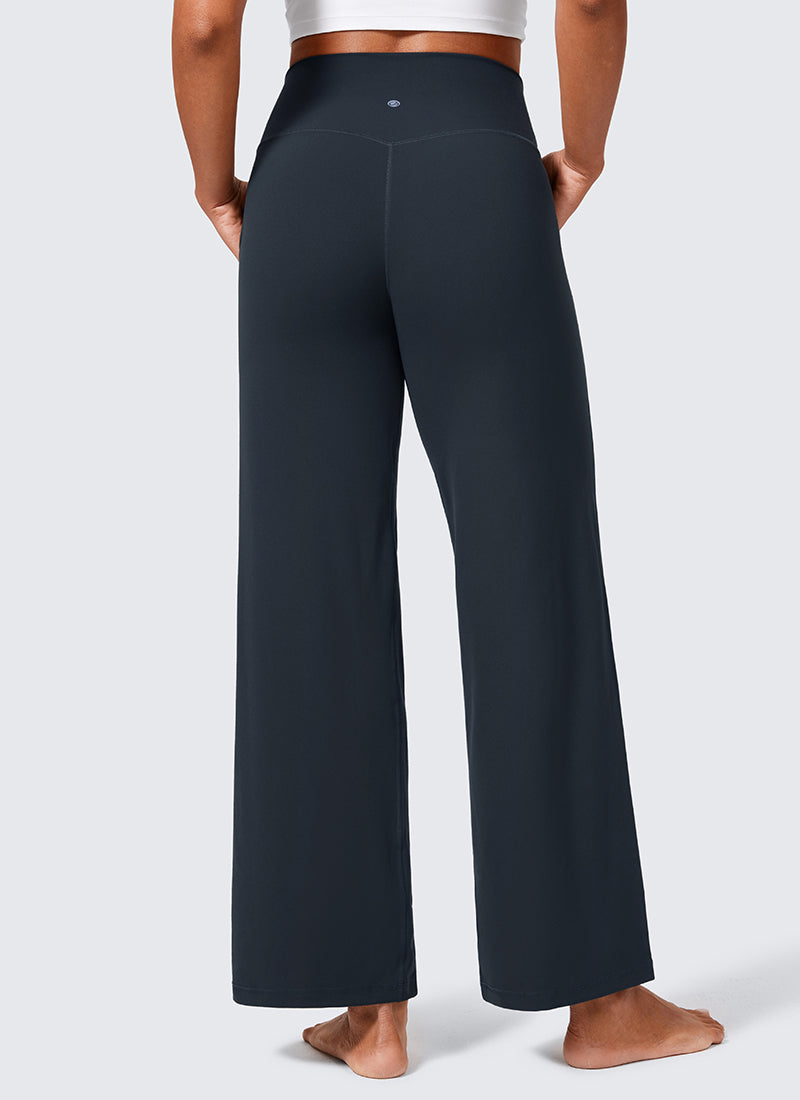 CRZ YOGA Butterlift Høytsittende Bukser med Vide Ben og Lommer for Dame True Navy