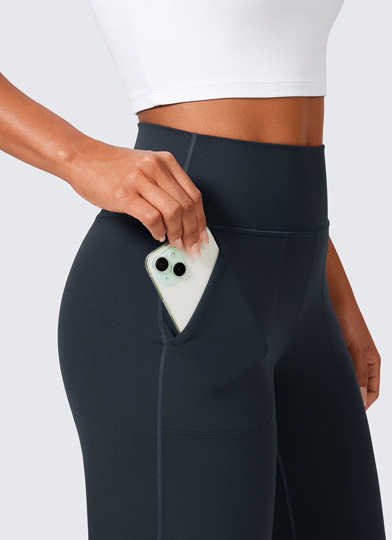 CRZ YOGA Dames Butterlift high-waist broek met wijde pijpen en zakken True Marineblauw