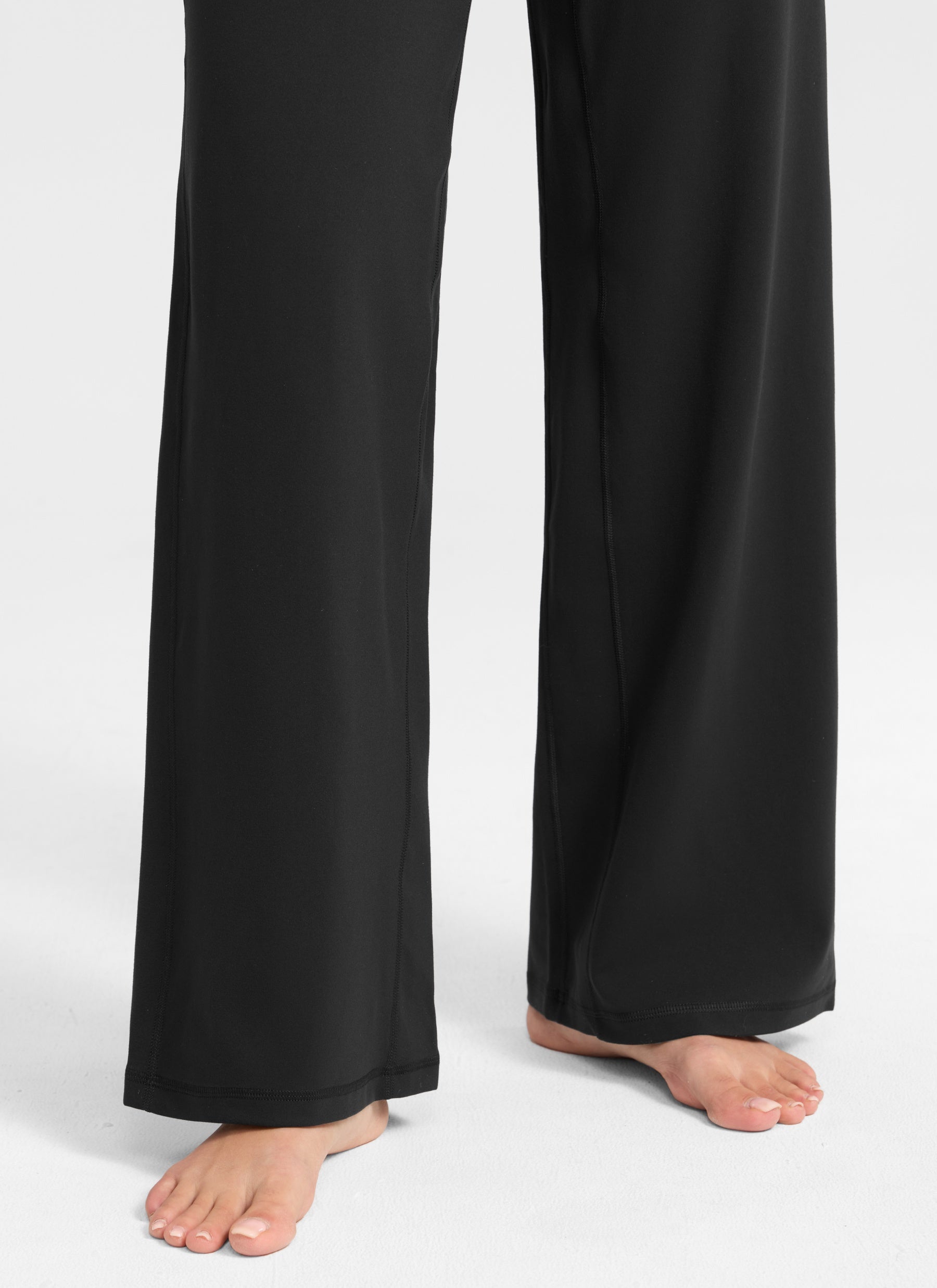 CRZ YOGA Dames Butterlift Broek met wijde pijpen en hoge taille met zakken Zwart