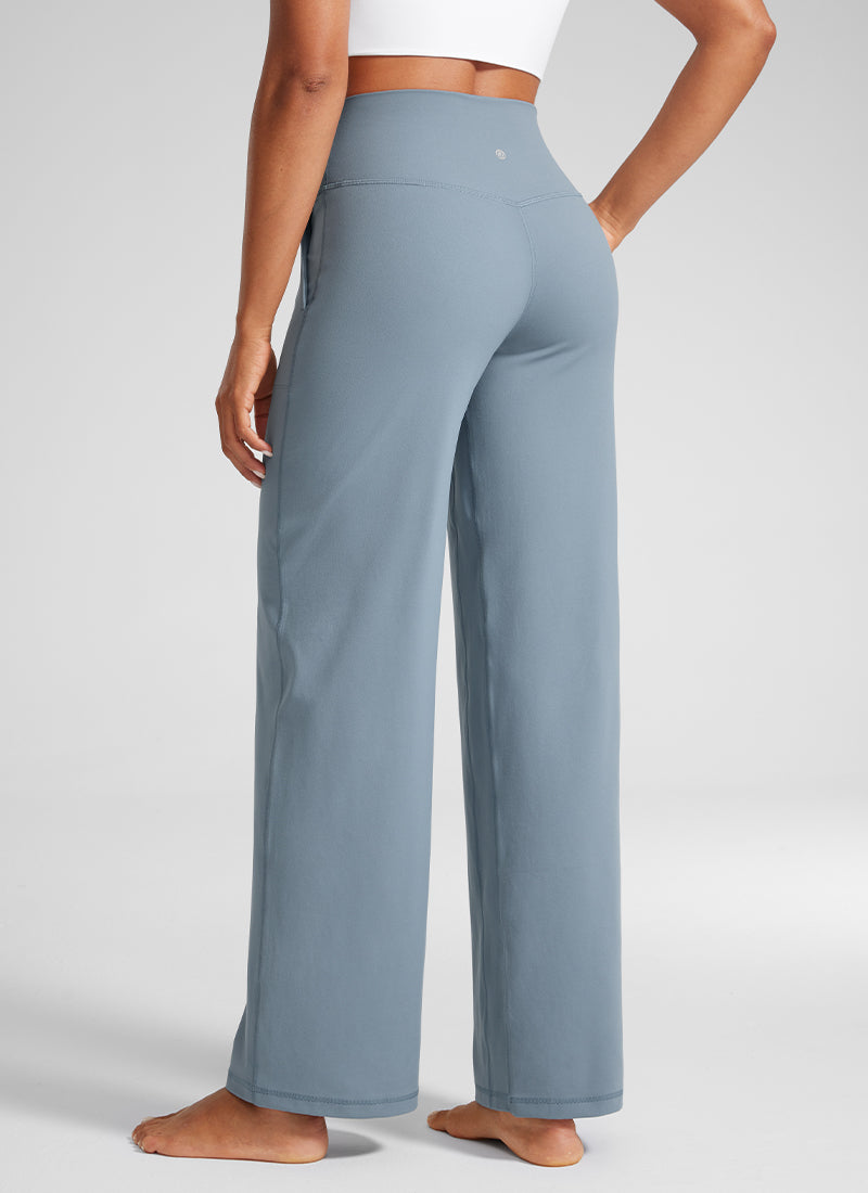 CRZ YOGA Pantaloni da donna Butterlift a vita Butterlift e gamba larga con tasche, blu belga