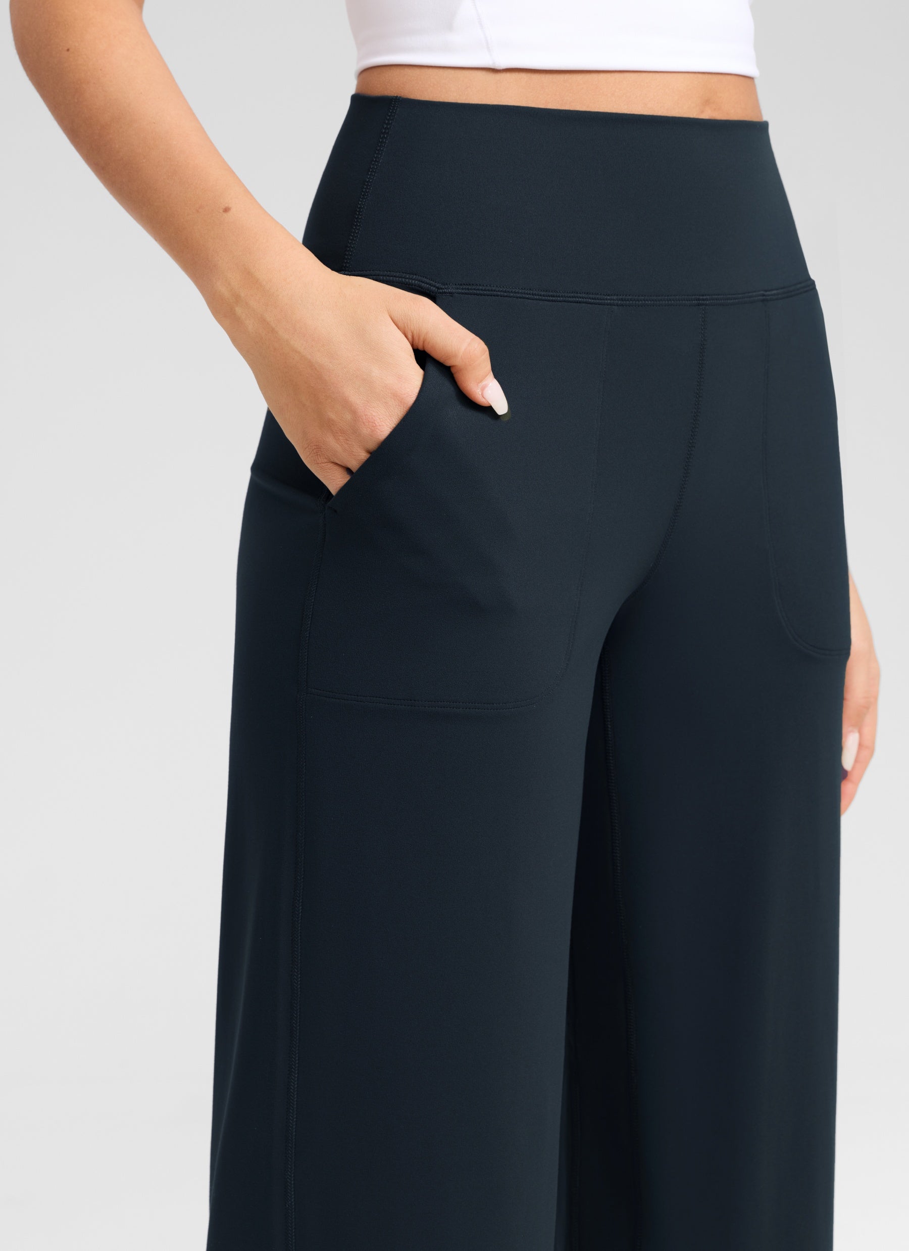 CRZ YOGA Dames Butterlift high-waist broek met wijde pijpen en zakken True Marineblauw