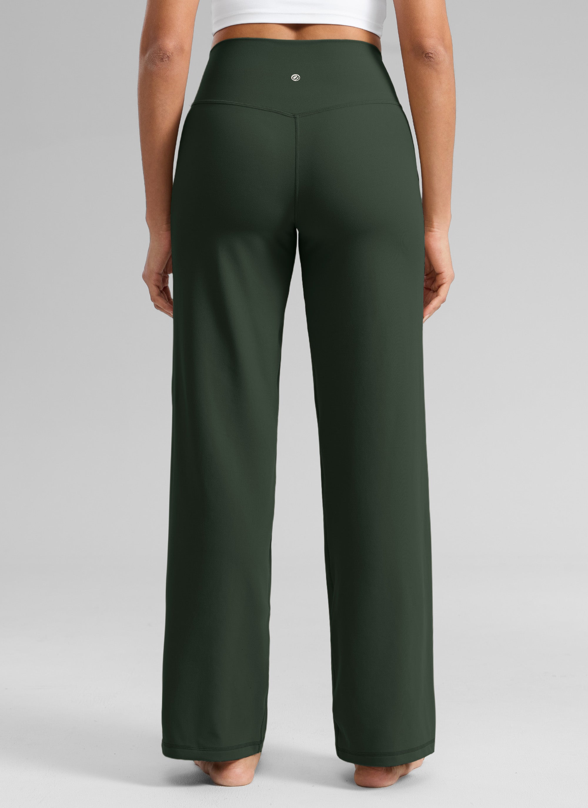 CRZ YOGA Dames Butterlift Broek met wijde pijpen en hoge taille met zakken Legend Green