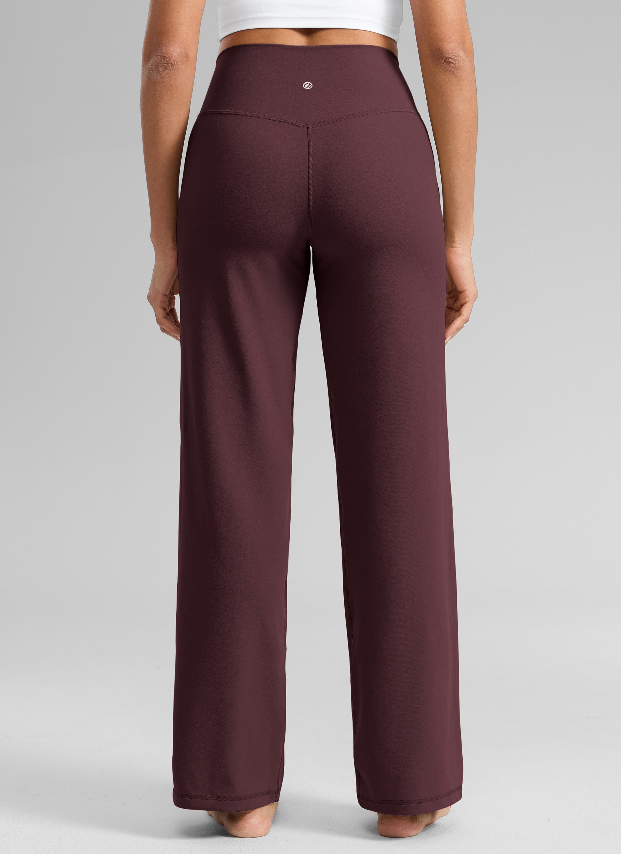 CRZ YOGA Dames Butterlift Broek met Wijde Pijpen, Hoge Taille en Zakken Rijpe Pruim