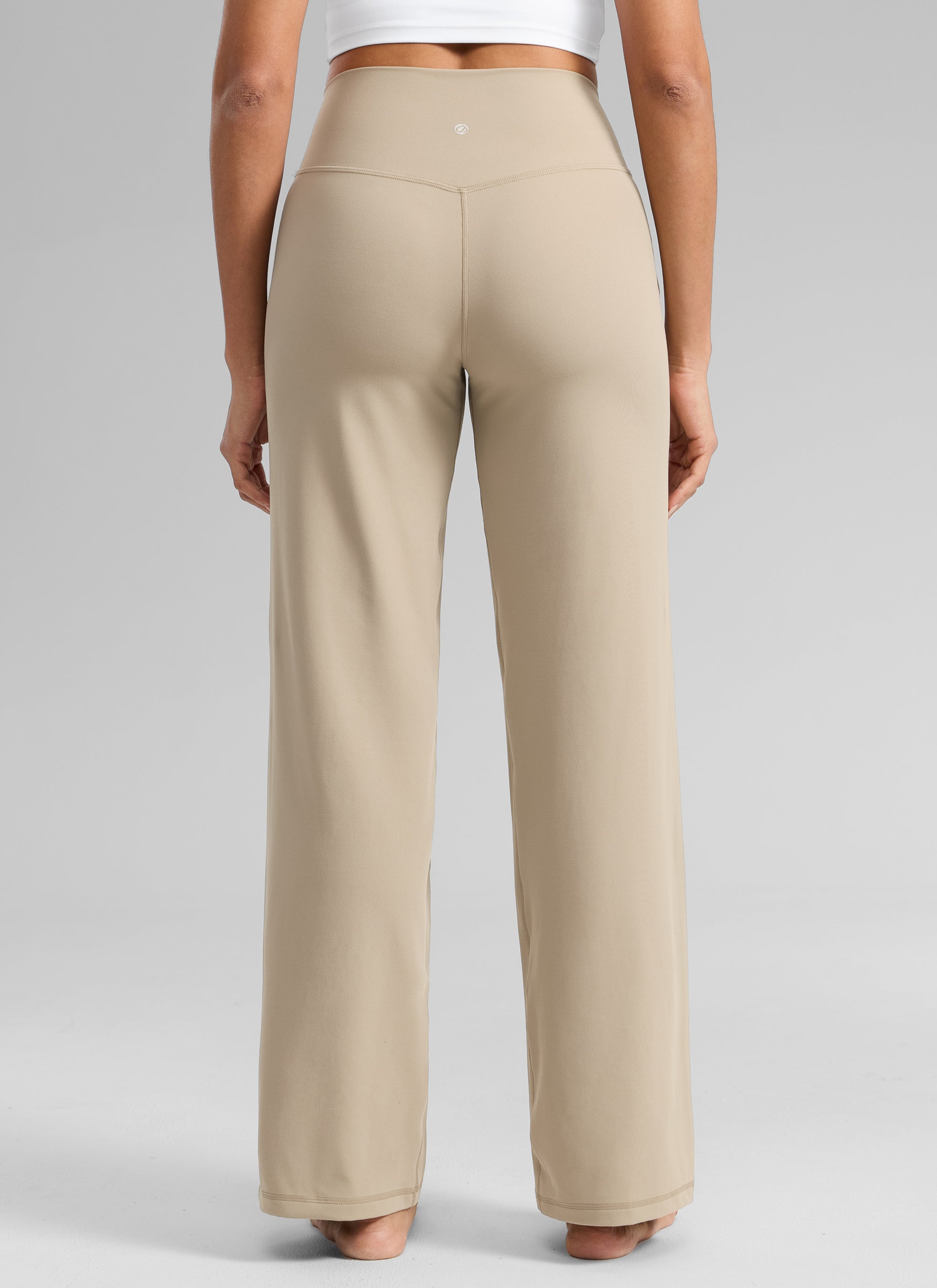CRZ YOGA Dames Butterlift Broek met wijde pijpen en hoge taille met zakken Eiken