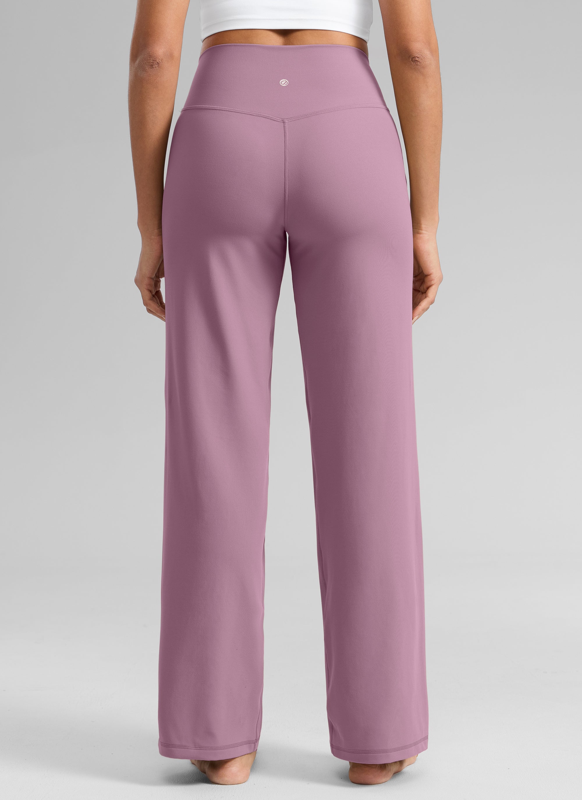 CRZ YOGA Dames Butterlift Broek met wijde pijpen en hoge taille met zakken Licht lavendel