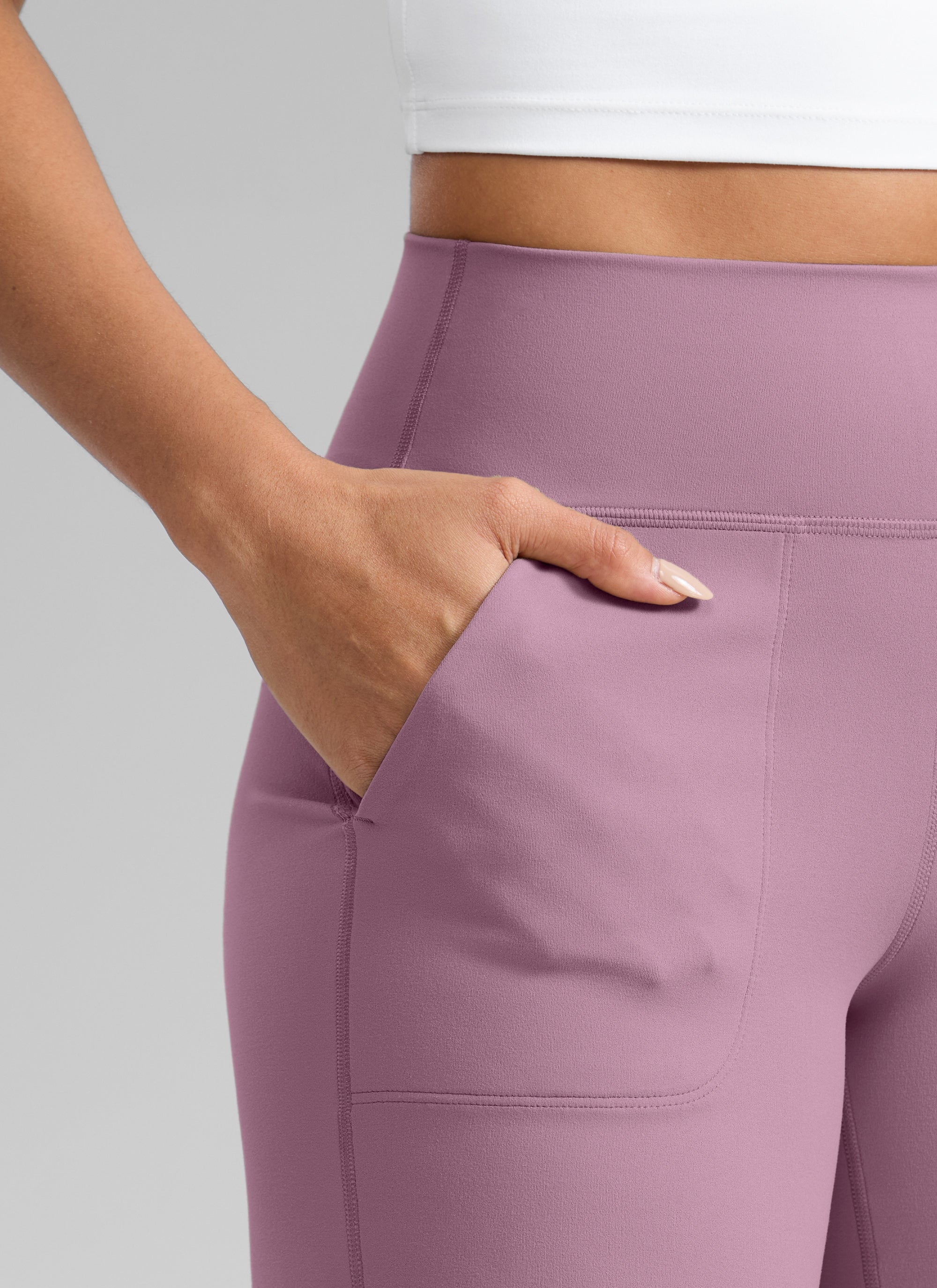 CRZ YOGA Dames Butterlift Broek met wijde pijpen en hoge taille met zakken Licht lavendel