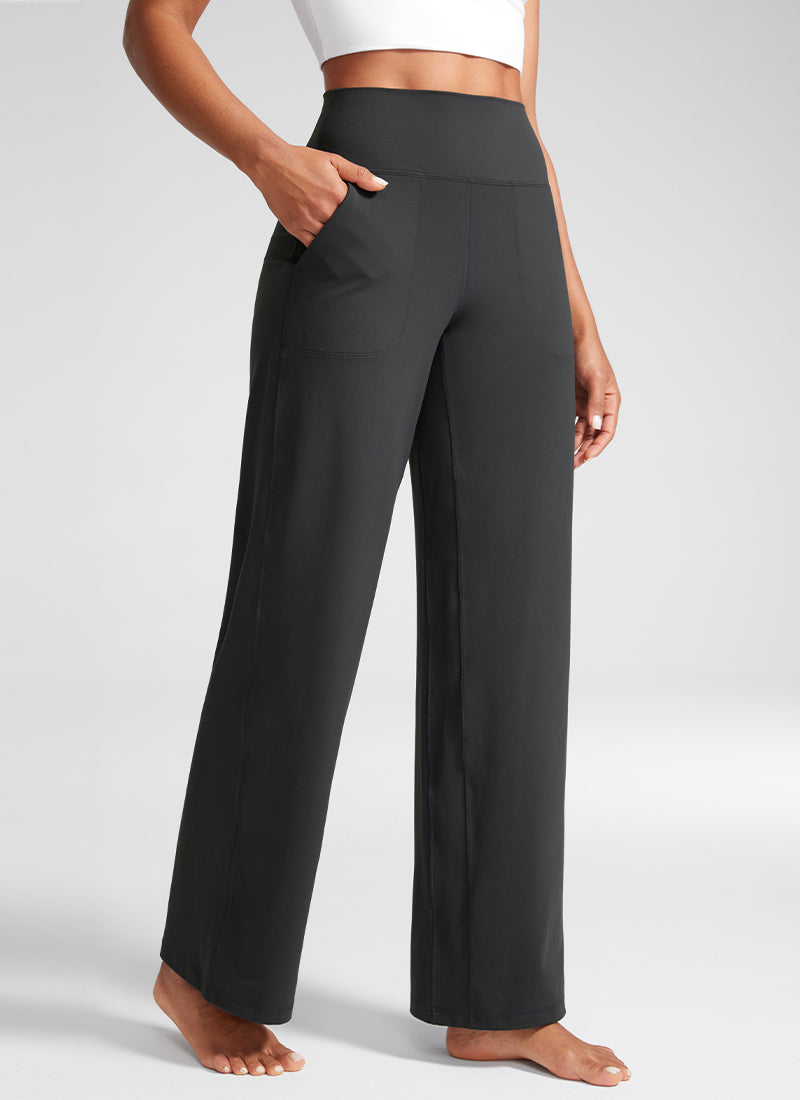 CRZ YOGA Pantaloni da donna Butterlift a vita Butterlift e gamba larga con tasche, colore grigio misterioso