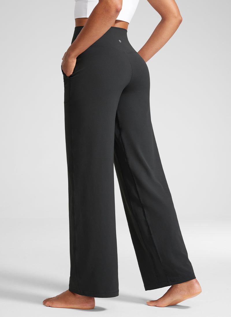 CRZ YOGA Pantaloni da donna Butterlift a vita Butterlift e gamba larga con tasche, colore grigio misterioso