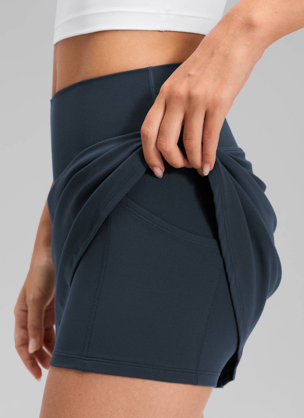 CRZ YOGA Damen-Tennisröcke „ Butterluxe “ mit hoher Taille, 14,5'' lang, mit Tasche, Farbe: True Navy