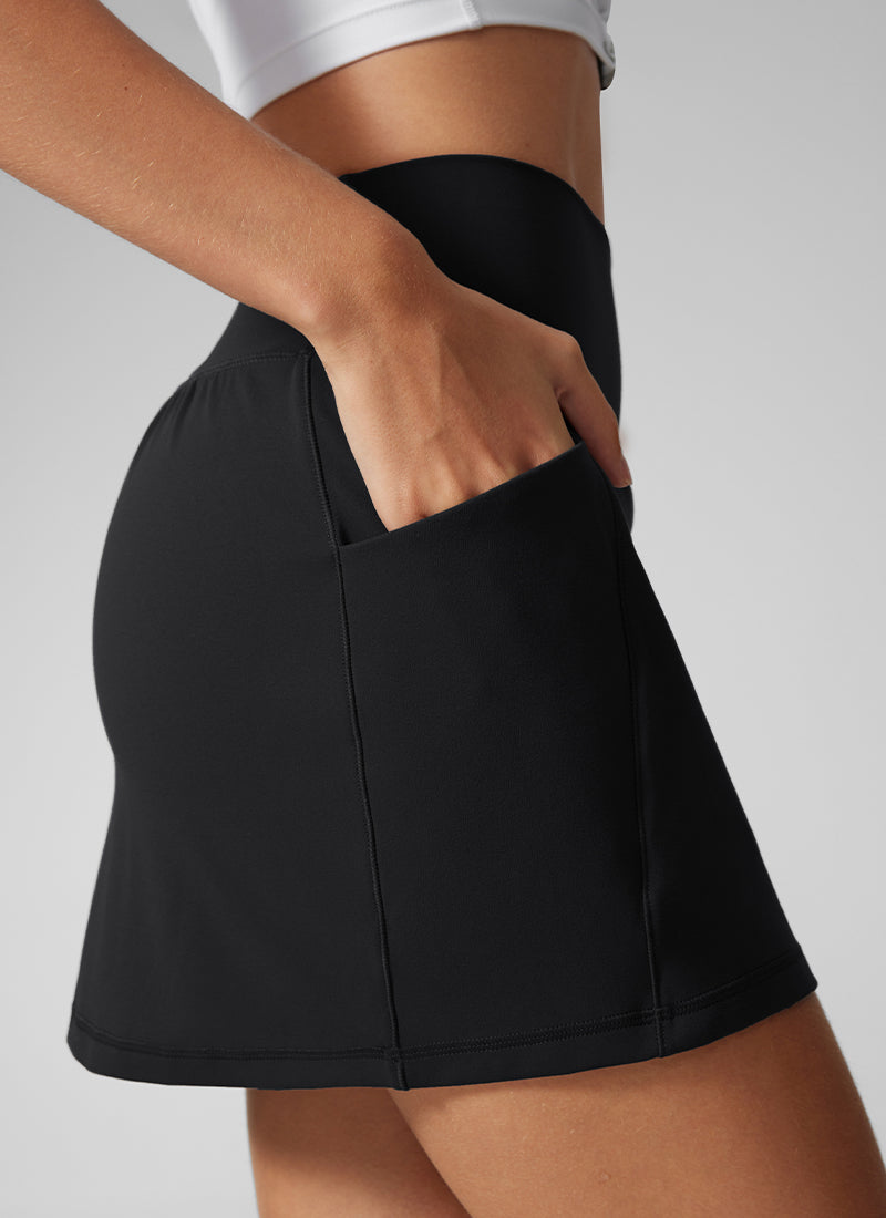 CRZ YOGA Gonna da golf trapezoidale da donna Butterlift con tasche laterali 38 cm Nero @model_info:I