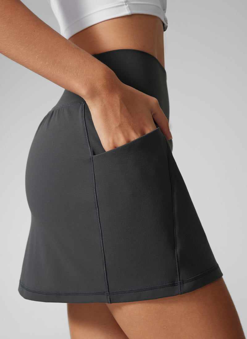 CRZ YOGA Gonna da golf trapezoidale da donna Butterlift con tasche laterali 38 cm Grigio Misterioso @model_info:I