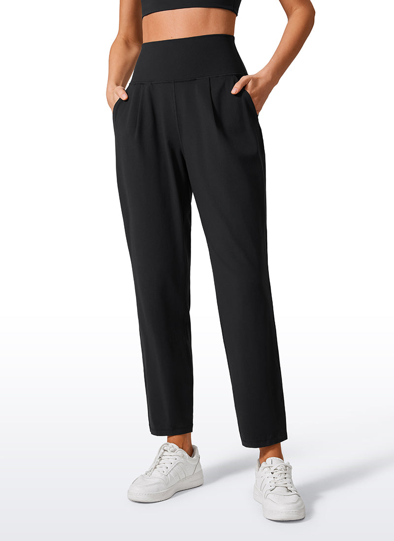 CRZ YOGA Butterlift Casual geplooide broek met hoge taille voor dames 69 cm Zwart