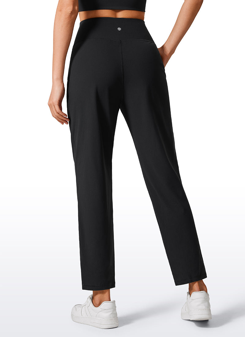 CRZ YOGA Butterlift Pantaloni casual da donna a vita alta con pieghe, 27'' Neri @model_info:Vlada