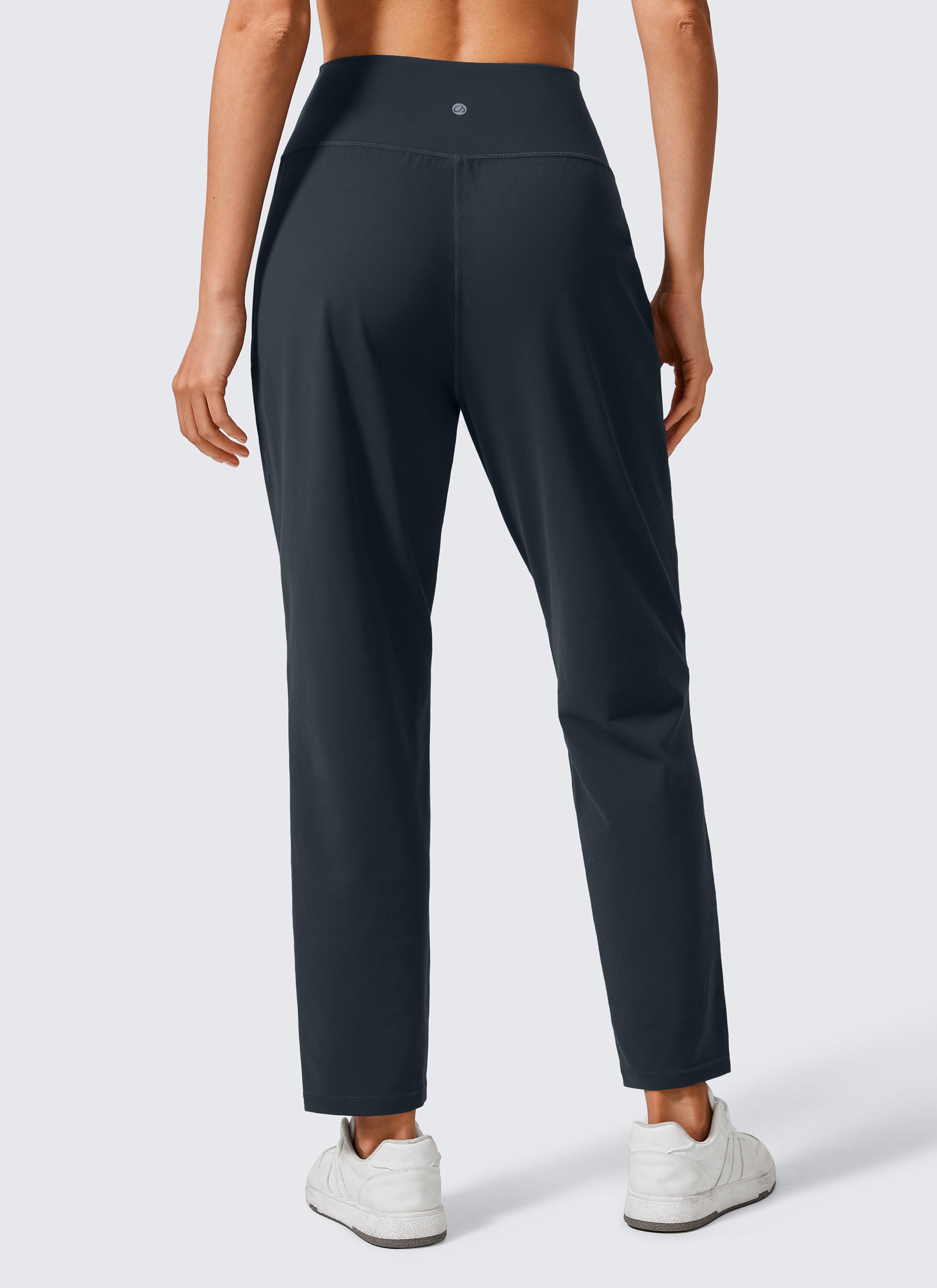 CRZ YOGA Butterlift Casual geplooide broek met hoge taille voor dames 69 cm Marineblauw