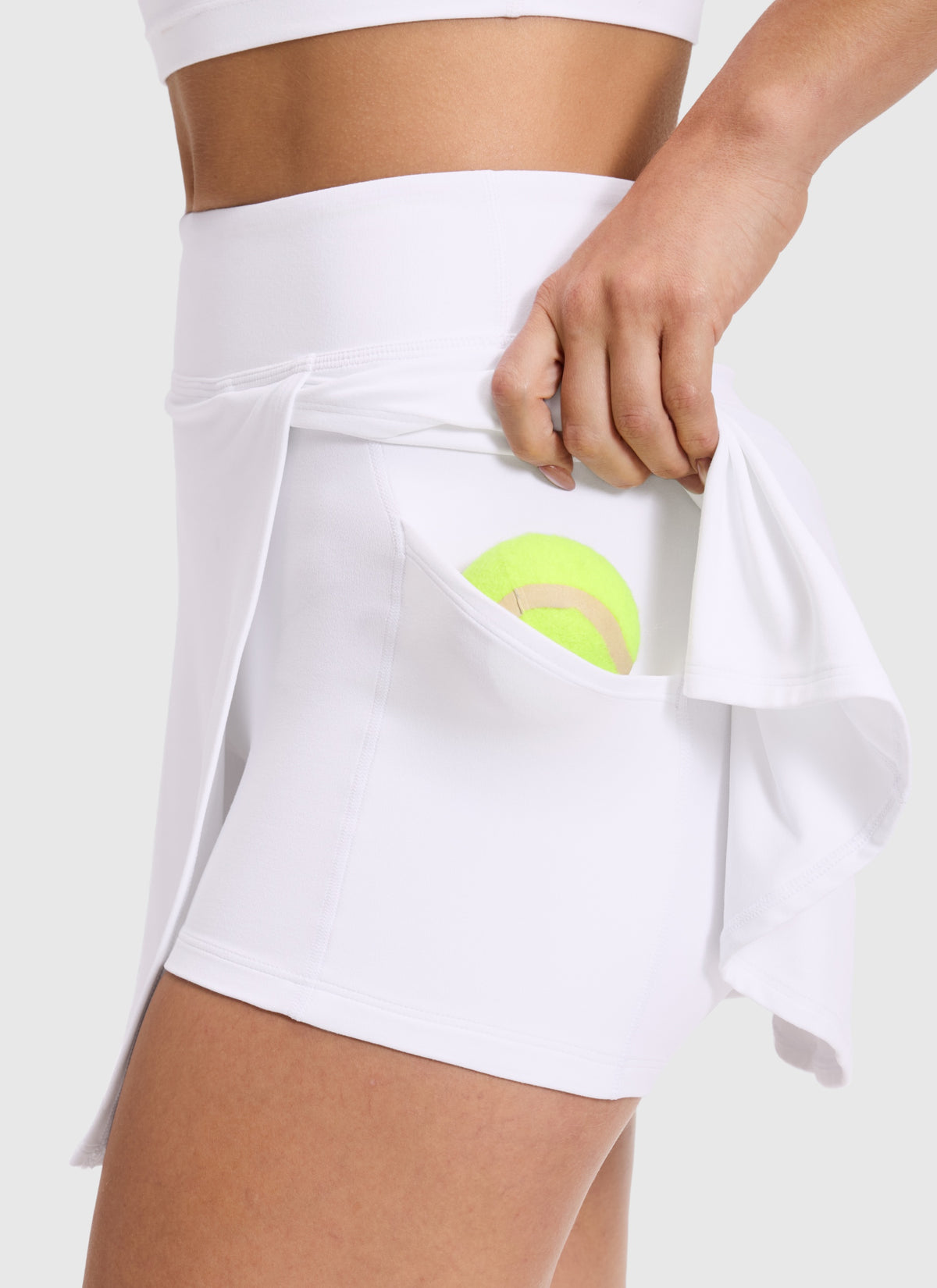 CRZ YOGA Golfskjørt med høyt liv, A-linje og sidesplitt for dame – Butterlift 36 cm White @model_info:Aline