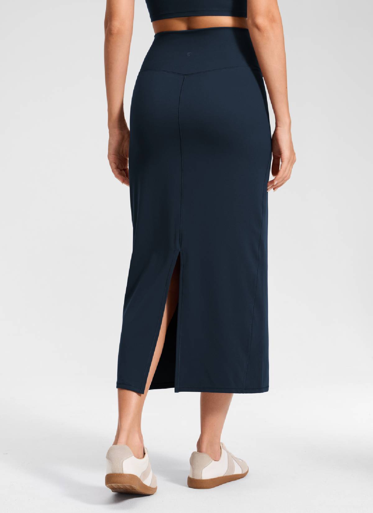 CRZ YOGA Dame Butterlift High Rise Slim Fit Maxi-blyantskjørt True Navy @model_info:Anna