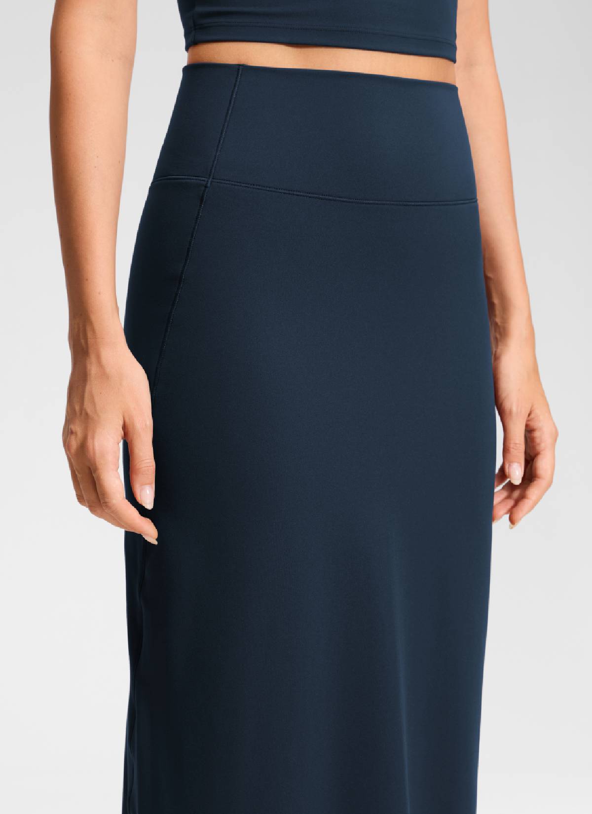 CRZ YOGA Dame Butterlift High Rise Slim Fit Maxi-blyantskjørt True Navy @model_info:Anna