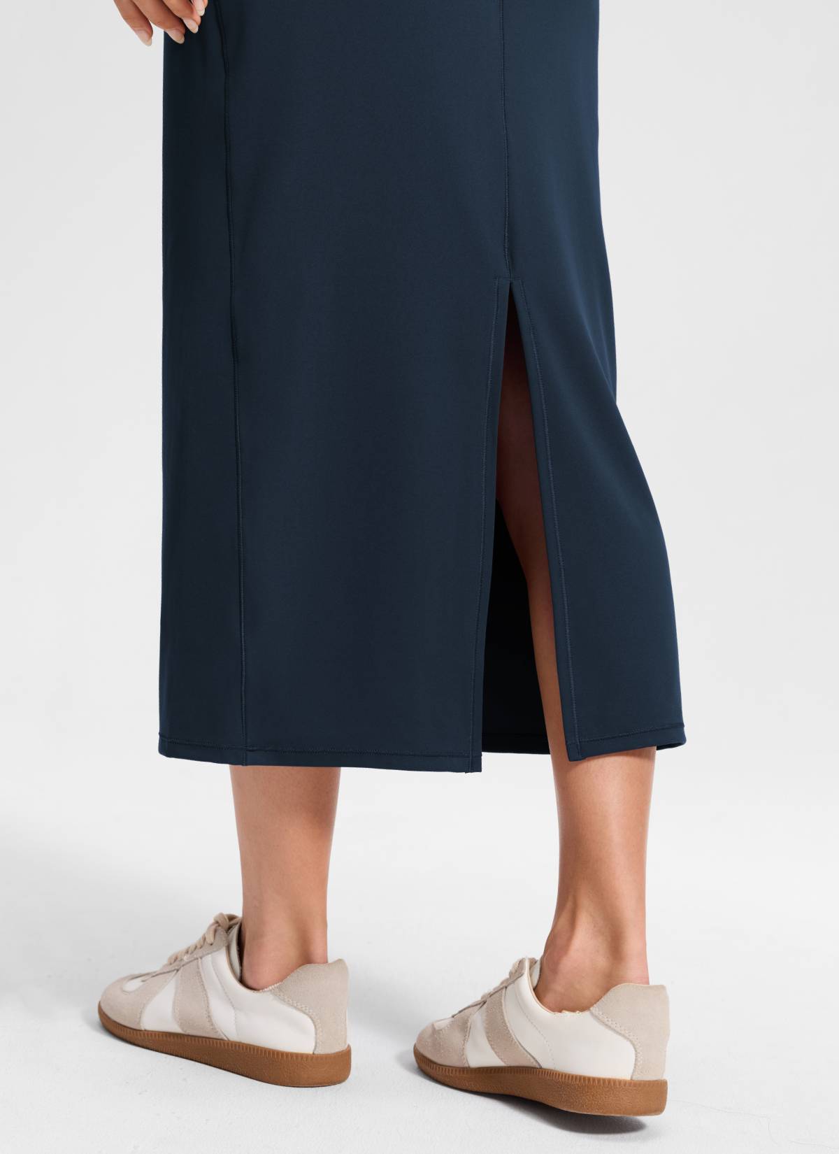 CRZ YOGA Dame Butterlift High Rise Slim Fit Maxi-blyantskjørt True Navy @model_info:Anna