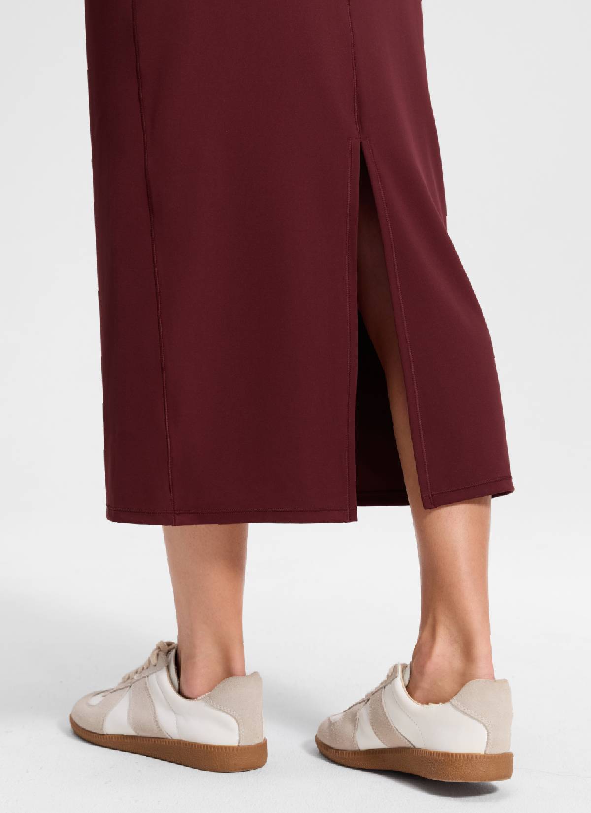 CRZ YOGA Dame Butterlift Høytlivs Slim Fit Maxi Blyantskjørt Rød Merlot @model_info:Anna