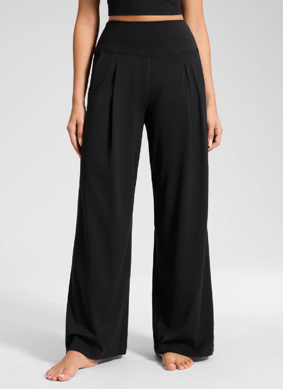 Pantalón informal de pernera ancha con bolsillos y talle alto Butterluxe para mujer CRZ YOGA de 76 cm