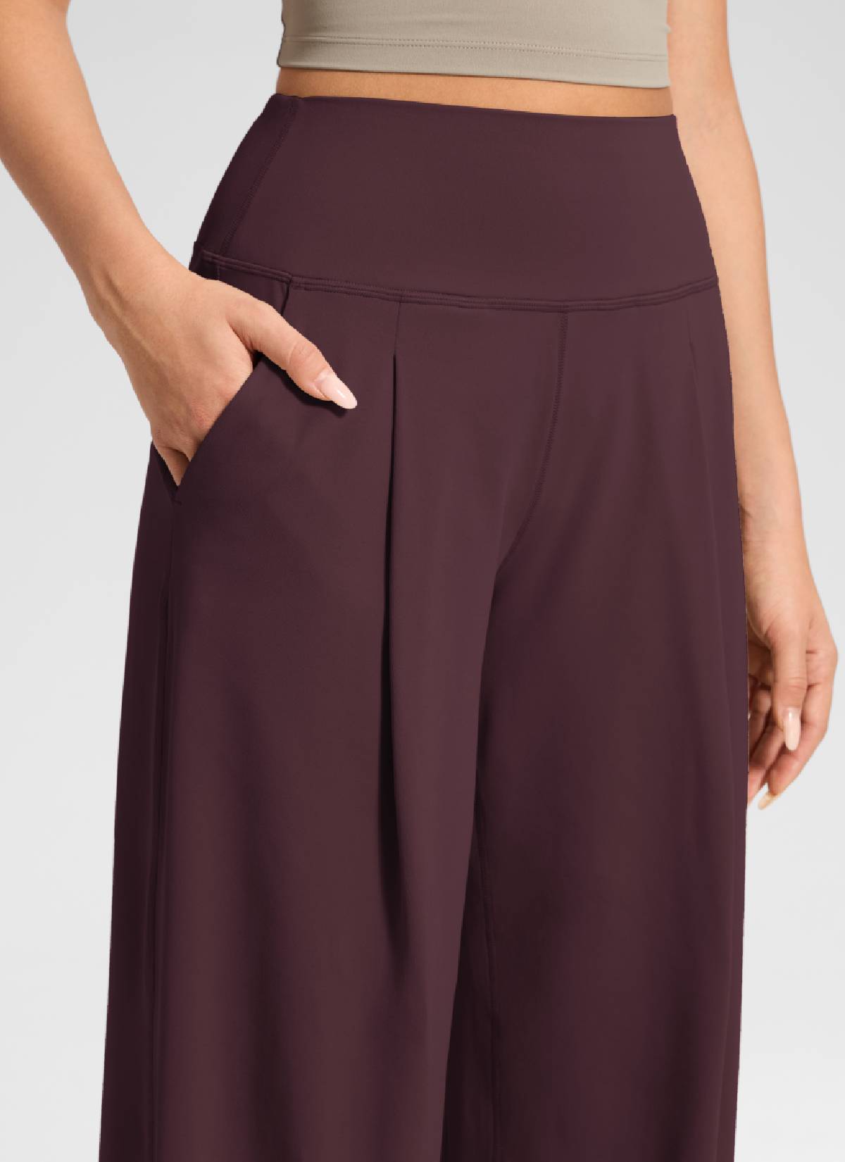 Pantalón informal de pernera ancha con bolsillos y talle alto Butterluxe para mujer CRZ YOGA de 76 cm