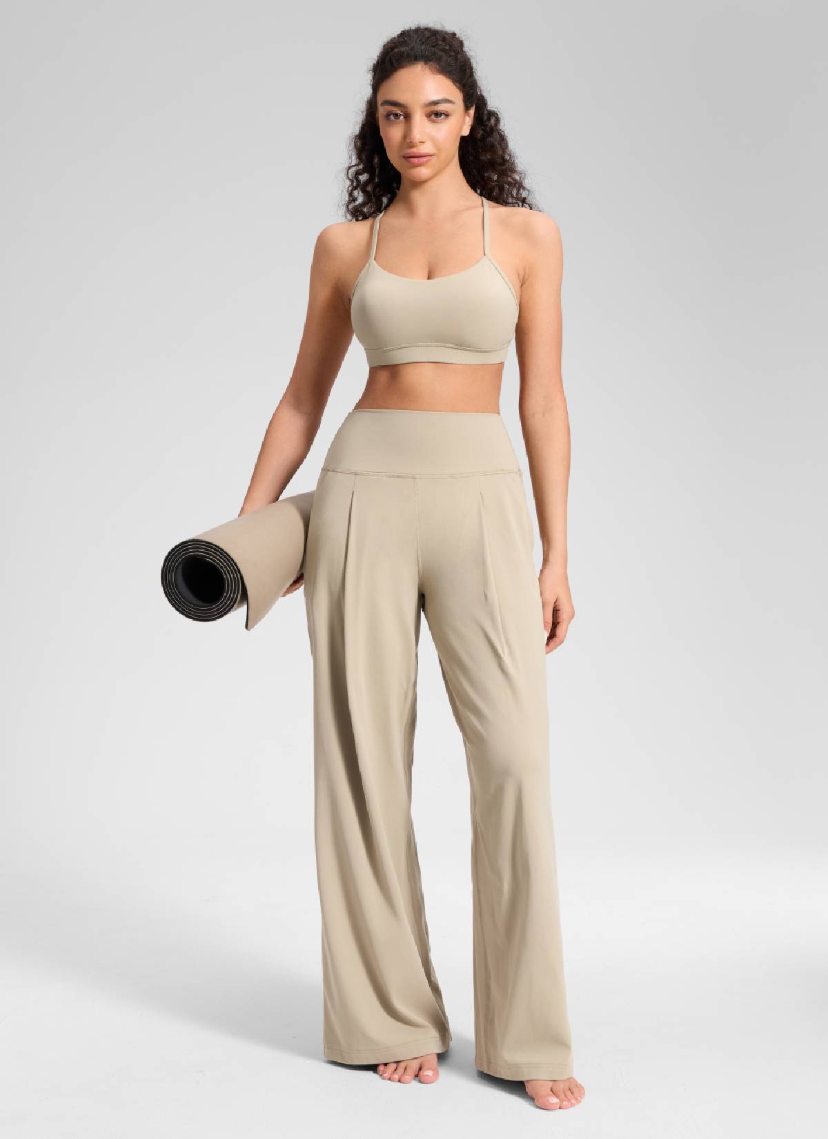 Pantalón informal de pernera ancha con bolsillos y talle alto Butterluxe para mujer CRZ YOGA de 76 cm