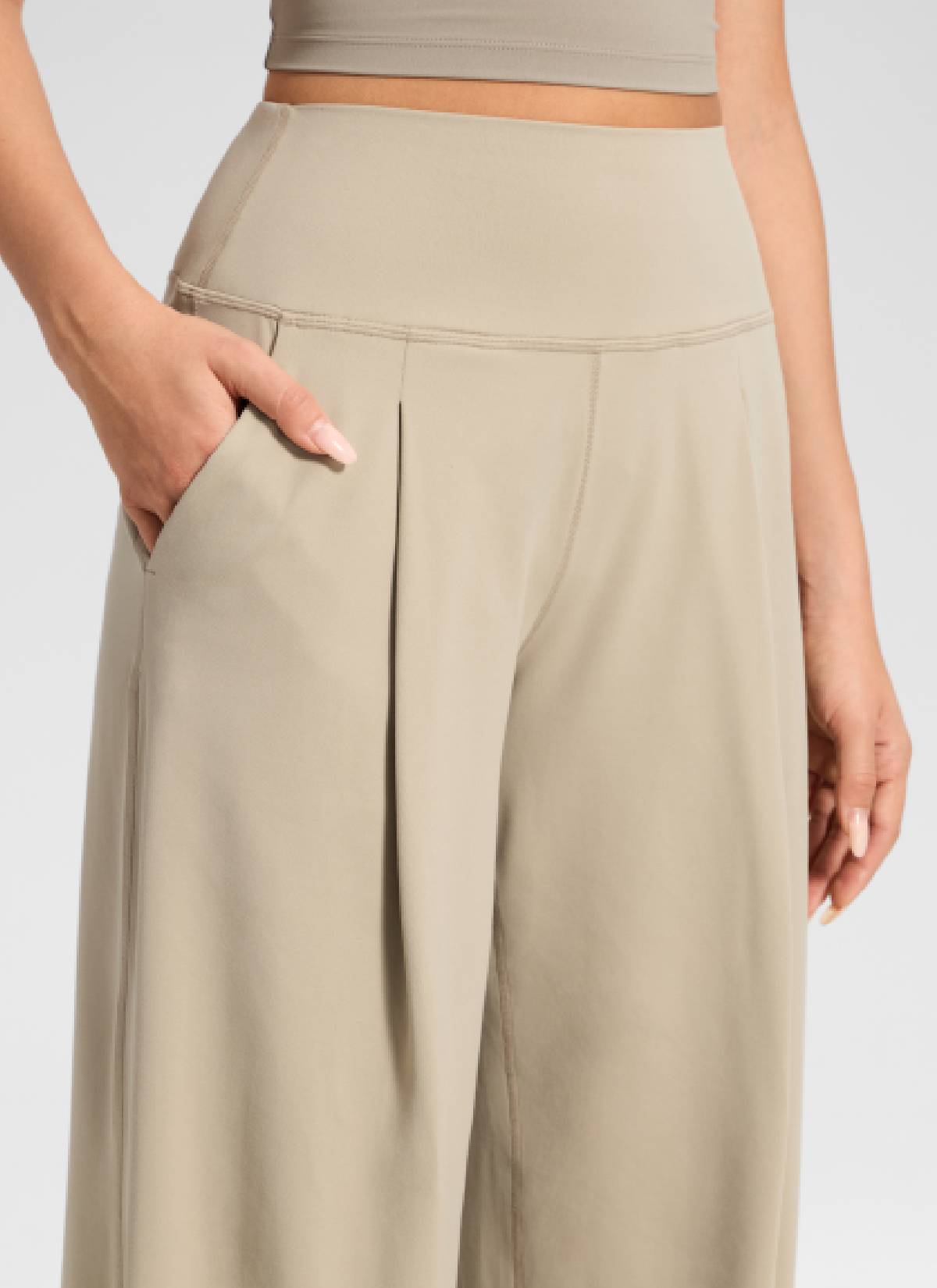 Pantalón informal de pernera ancha con bolsillos y talle alto Butterluxe para mujer CRZ YOGA de 76 cm