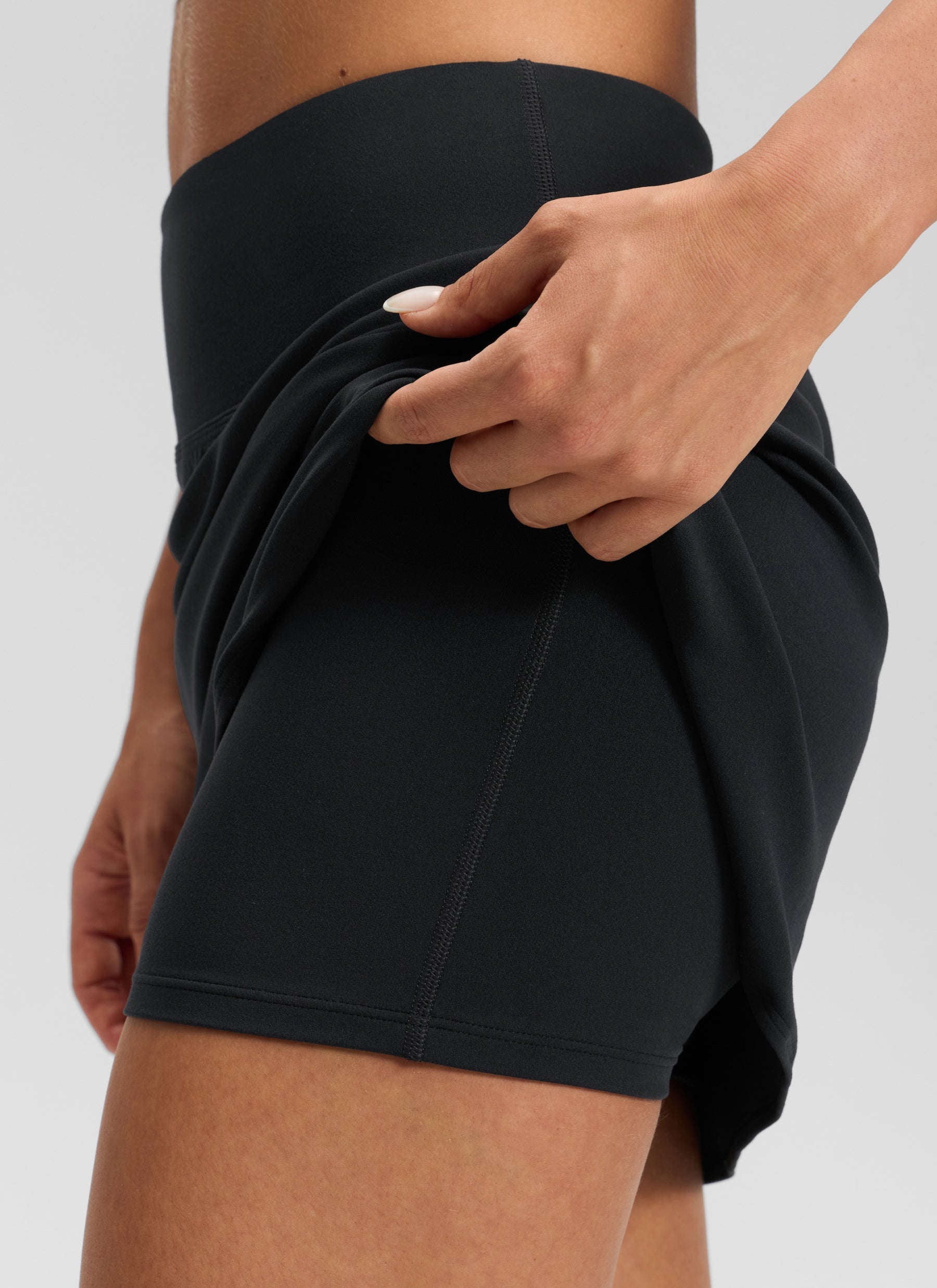 CRZ YOGA Damen- Butterluxe -Freizeitrock mit hoher Leibhöhe und Delfin-Motiv, 14,8 Zoll, schwarz