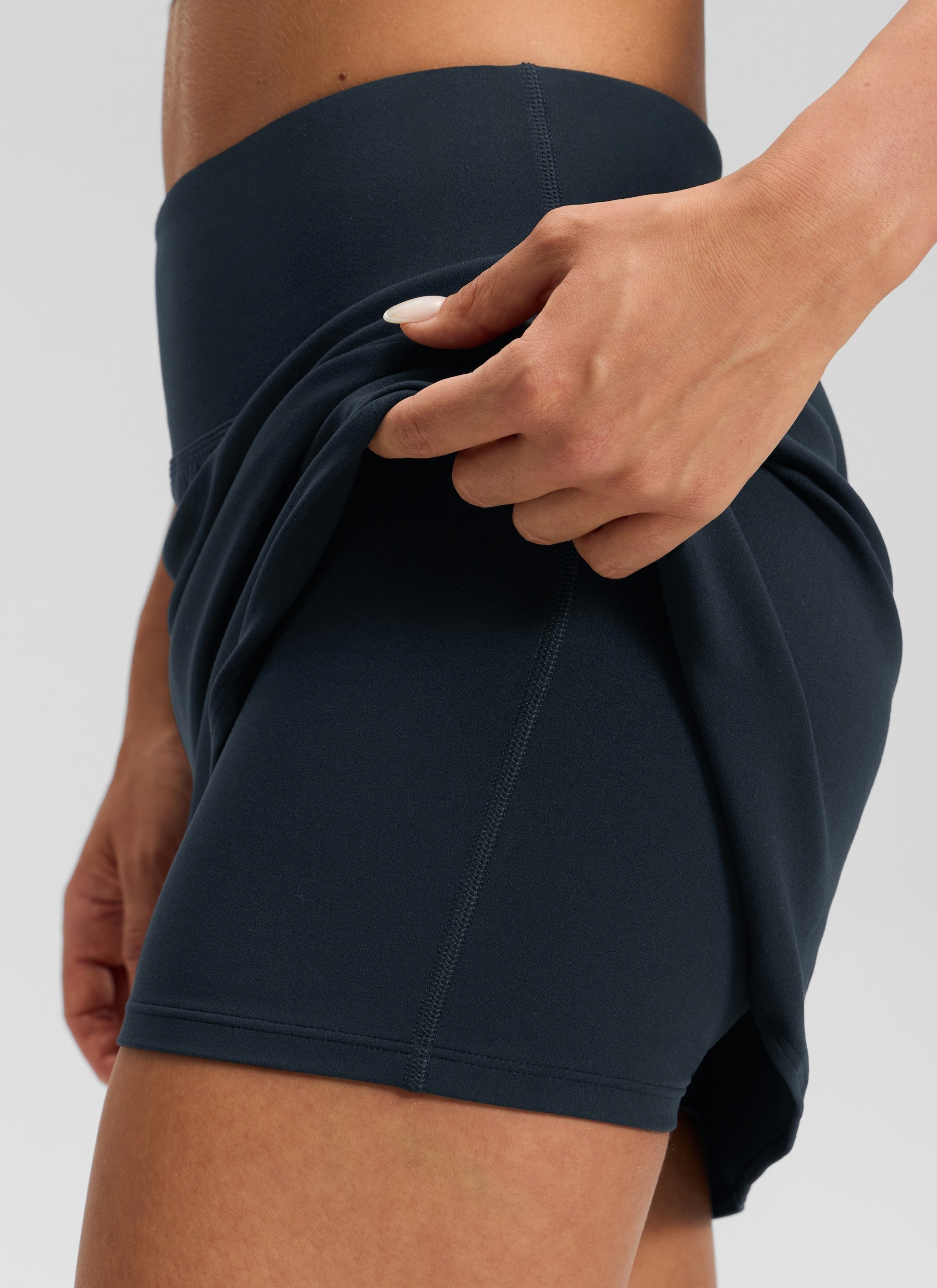 CRZ YOGA Damen- Butterluxe -Freizeitrock „Dolphin“ mit hoher Leibhöhe, 14,8 Zoll, True Navy