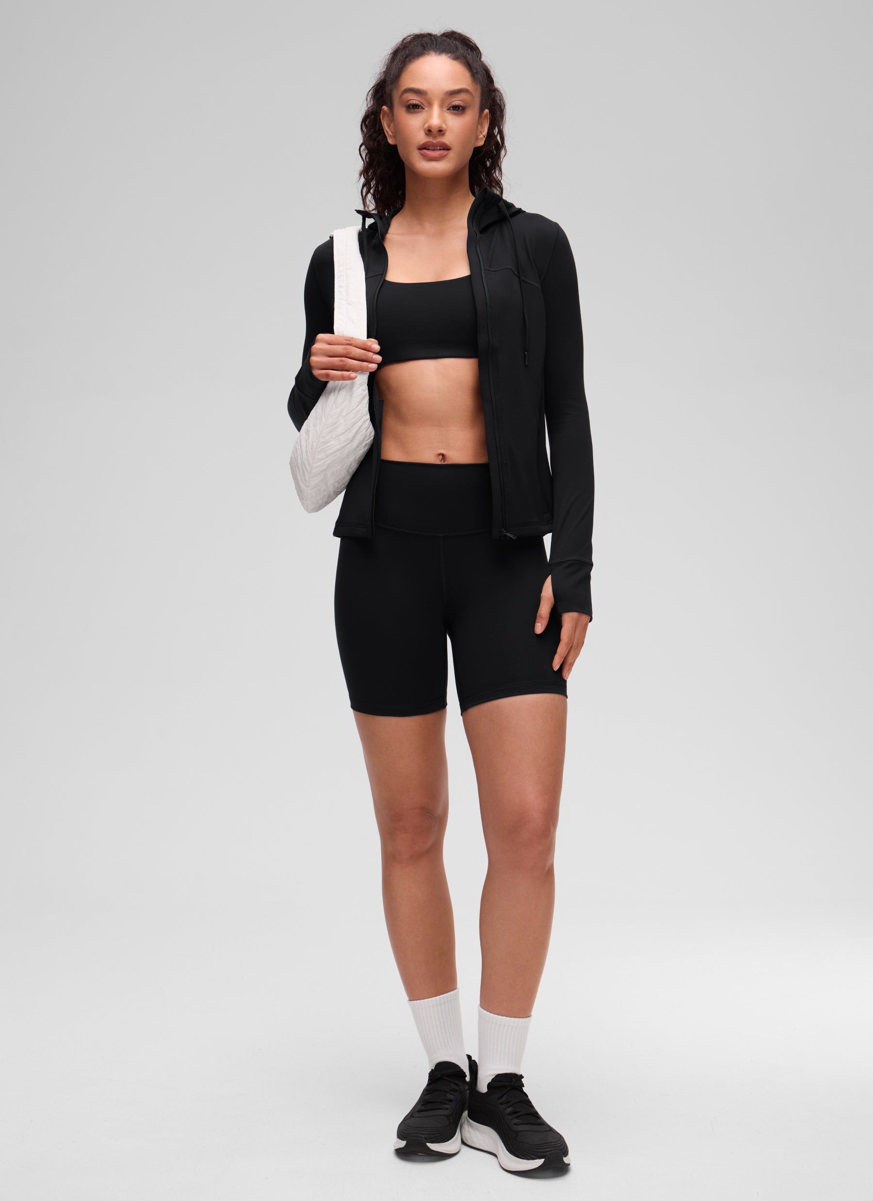 CRZ YOGA Vêtement d'extérieur zippé à poches coupe slim Butterluxe pour femme Noir