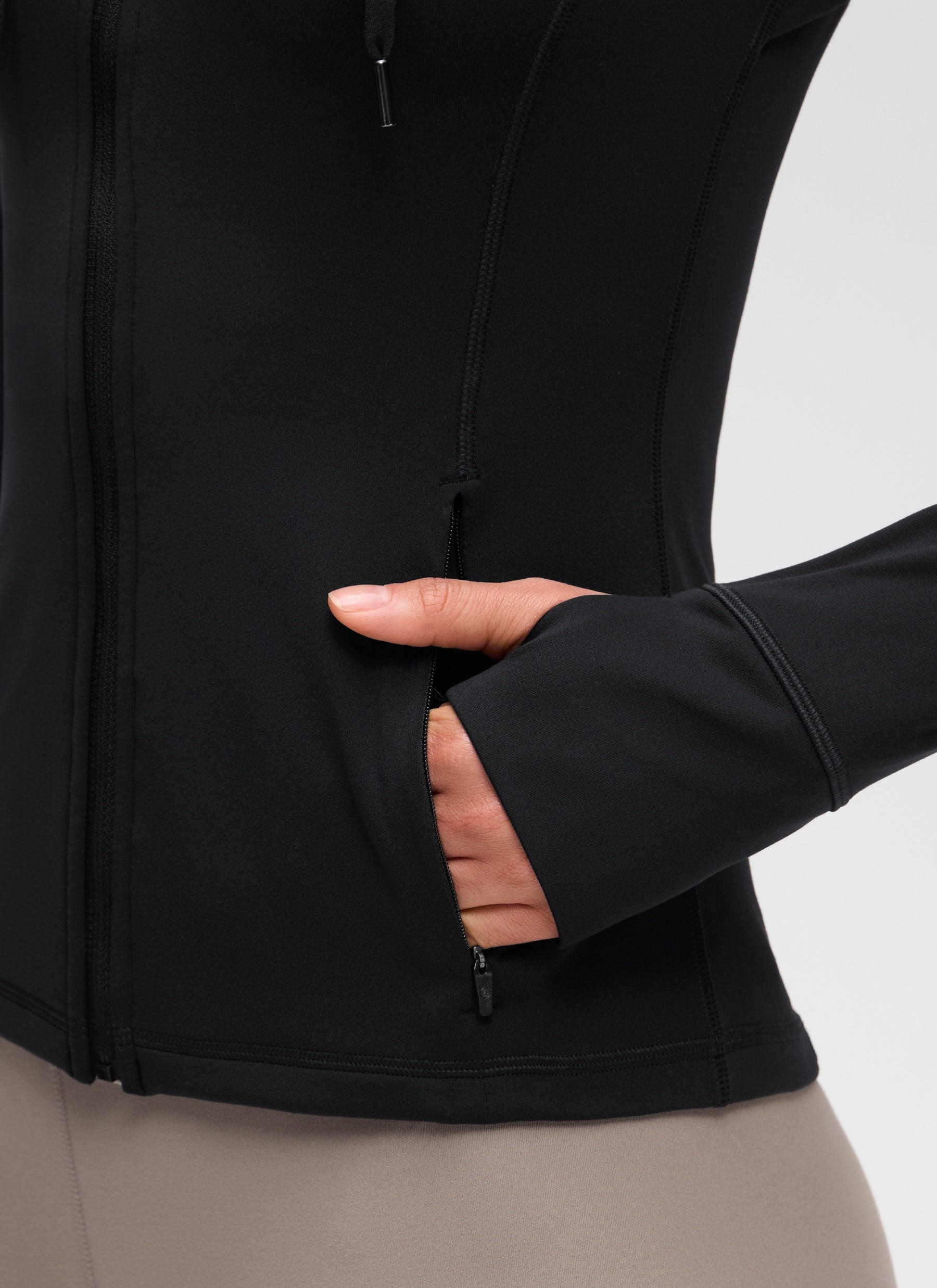 CRZ YOGA Vêtement d'extérieur zippé à poches coupe slim Butterluxe pour femme Noir