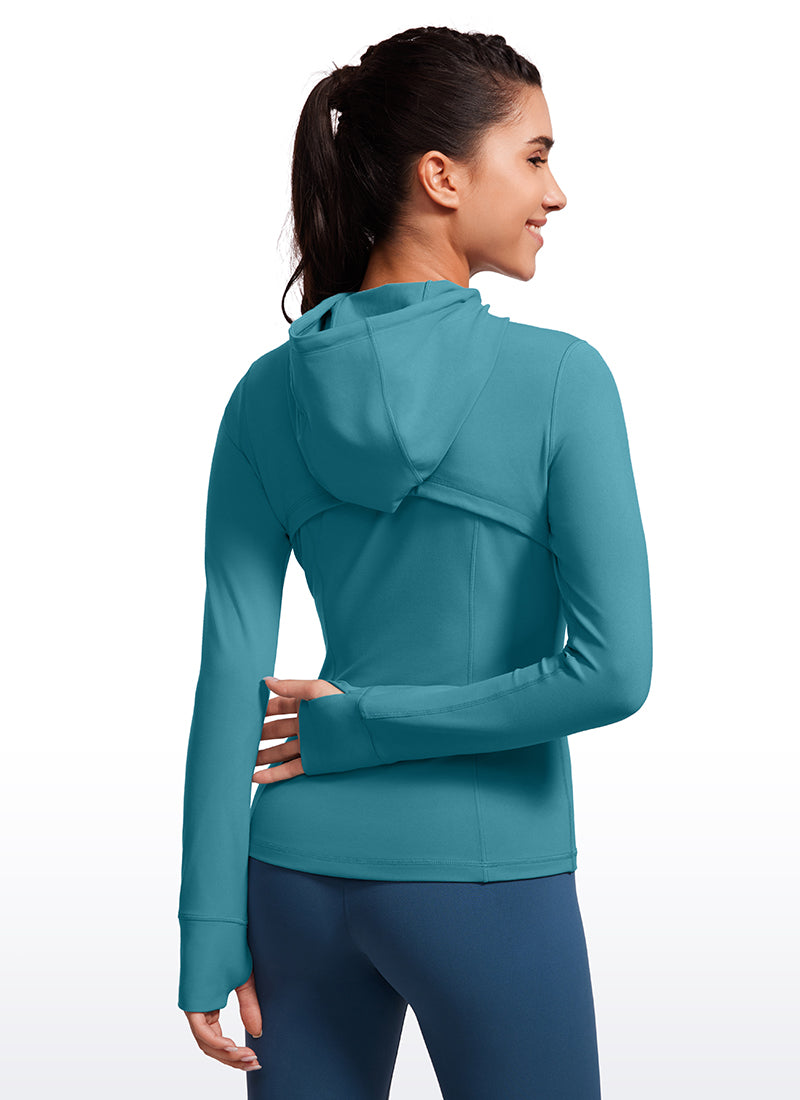 CRZ YOGA Sweat à capuche zippé coupe slim avec poches Butterluxe Femme Vert Boréal