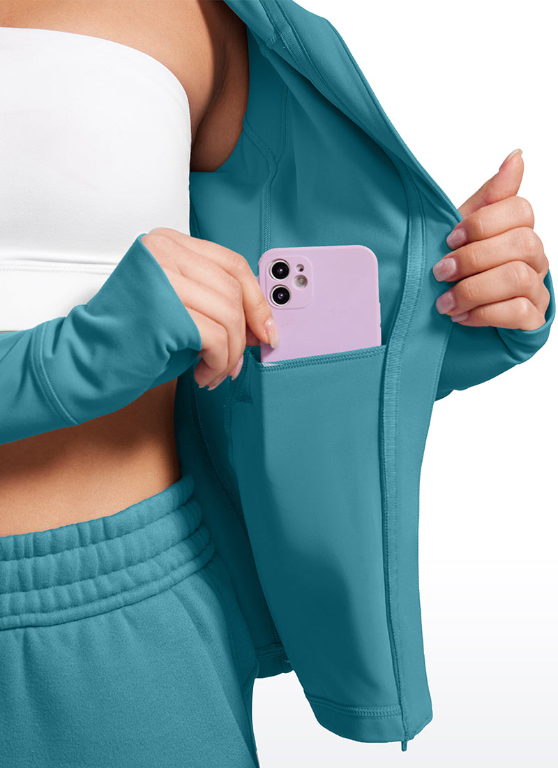 CRZ YOGA Sweat à capuche zippé coupe slim avec poches Butterluxe Femme Vert Boréal