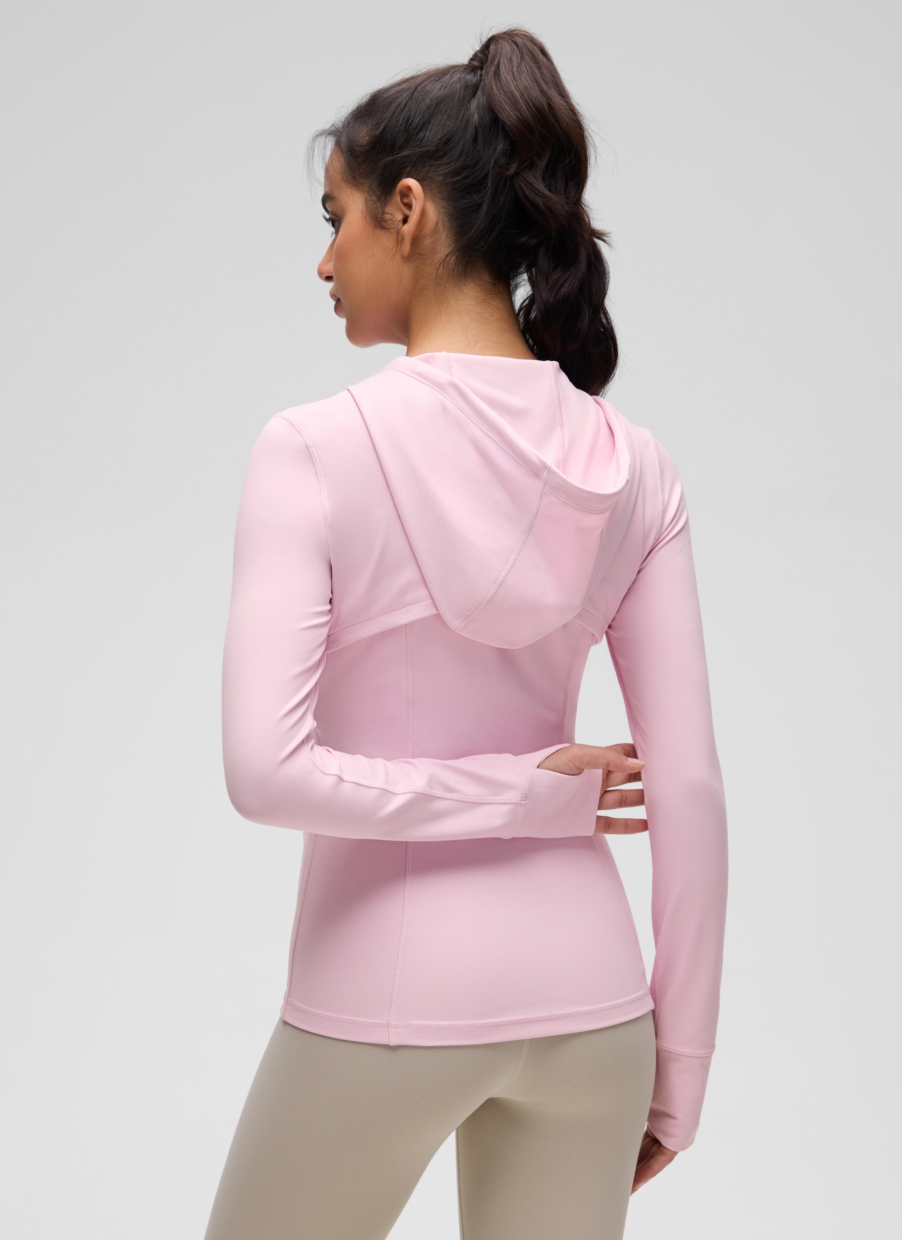 CRZ YOGA Sweat-à-capuche zippé femme Butterluxe Slim Fit avec poches Rose Pivoine