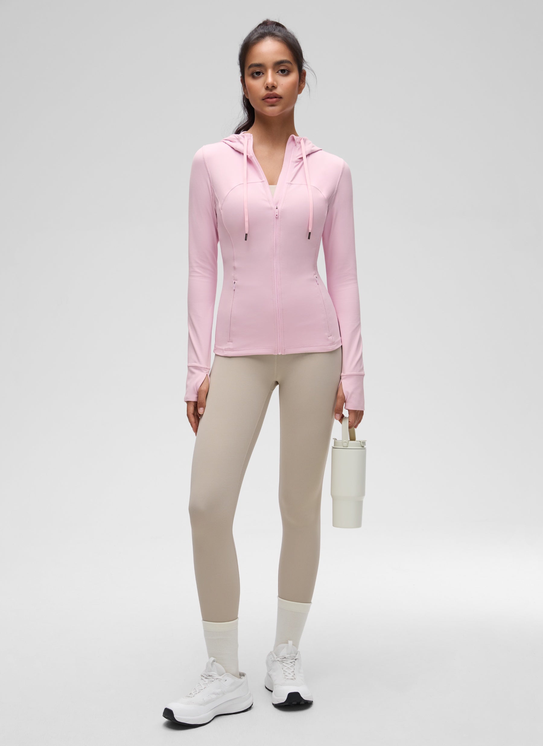 CRZ YOGA Sweat-à-capuche zippé femme Butterluxe Slim Fit avec poches Rose Pivoine