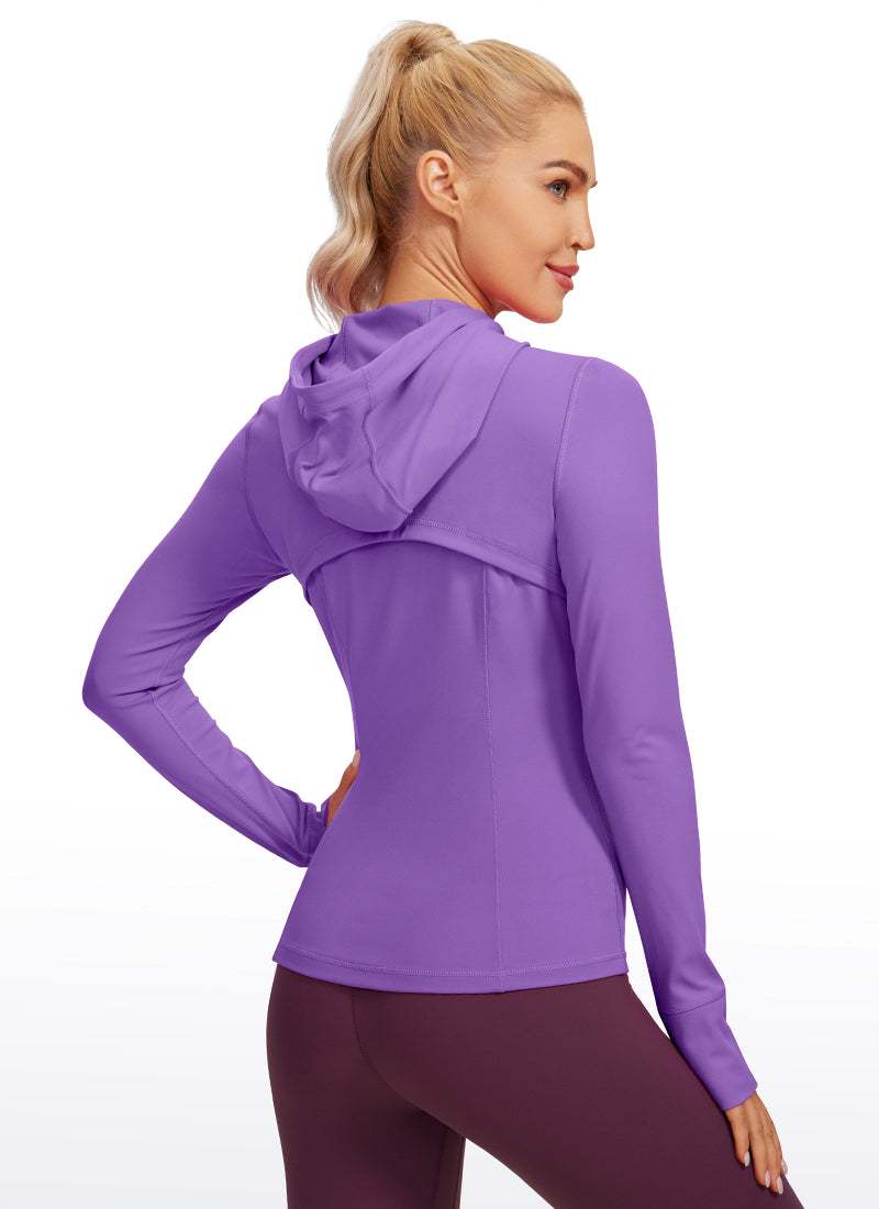 CRZ YOGA Damen- Butterluxe , Slim Fit, mit Taschen, Oberbekleidung, Kapuzenpullover mit durchgehendem Reißverschluss, Royal Lilac