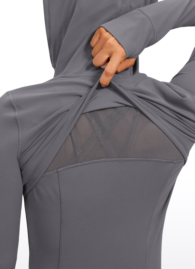 CRZ YOGA Sweat à Capuche Zippé Coupe Slim avec Poches Butterluxe Femme Dark Carbon