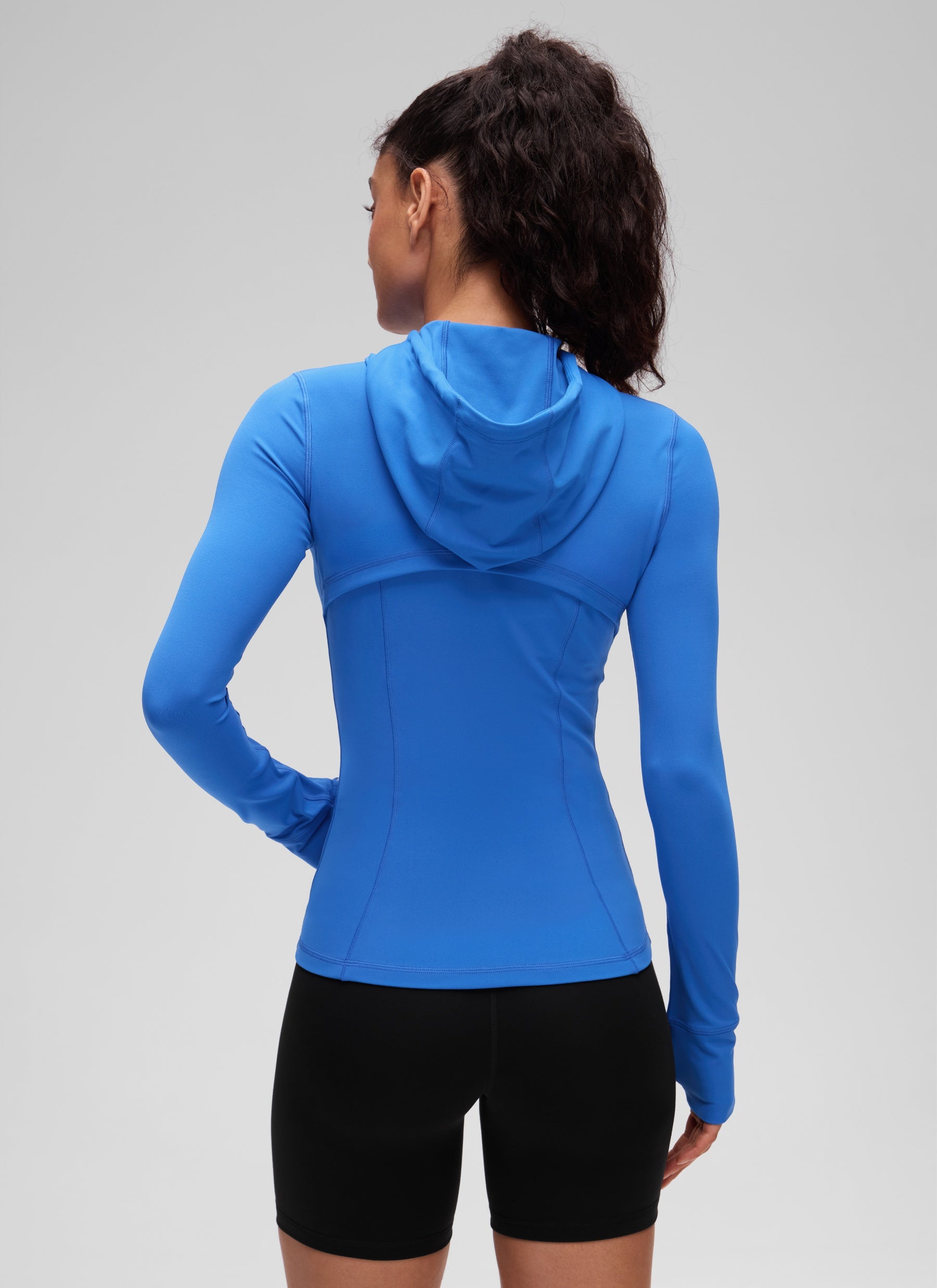 CRZ YOGA Sweat à Capuche Zippé Coupe Slim avec Poches Butterluxe Femme Sparkle Blue