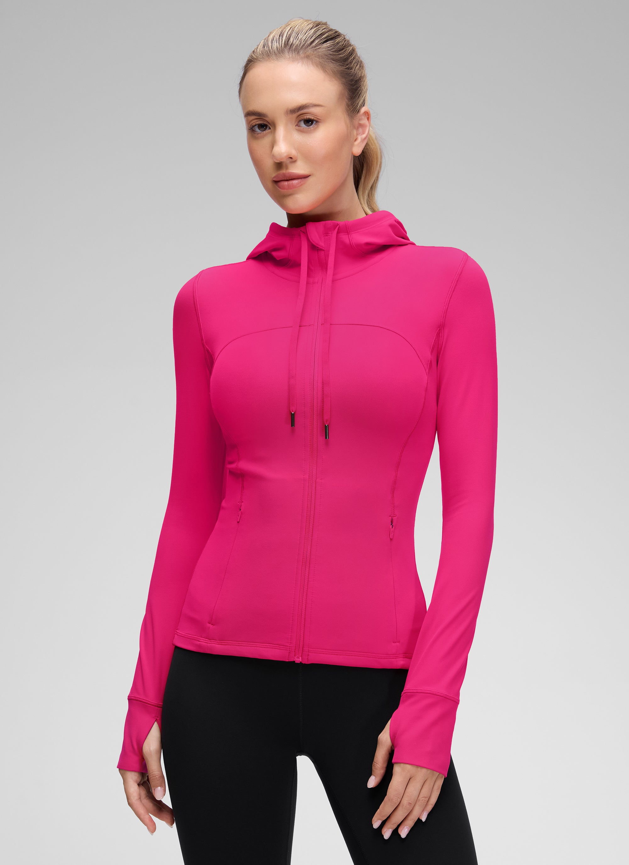 CRZ YOGA Sweat à Capuche Zippé Coupe Slim avec Poches Butterluxe Femme Granita Pink