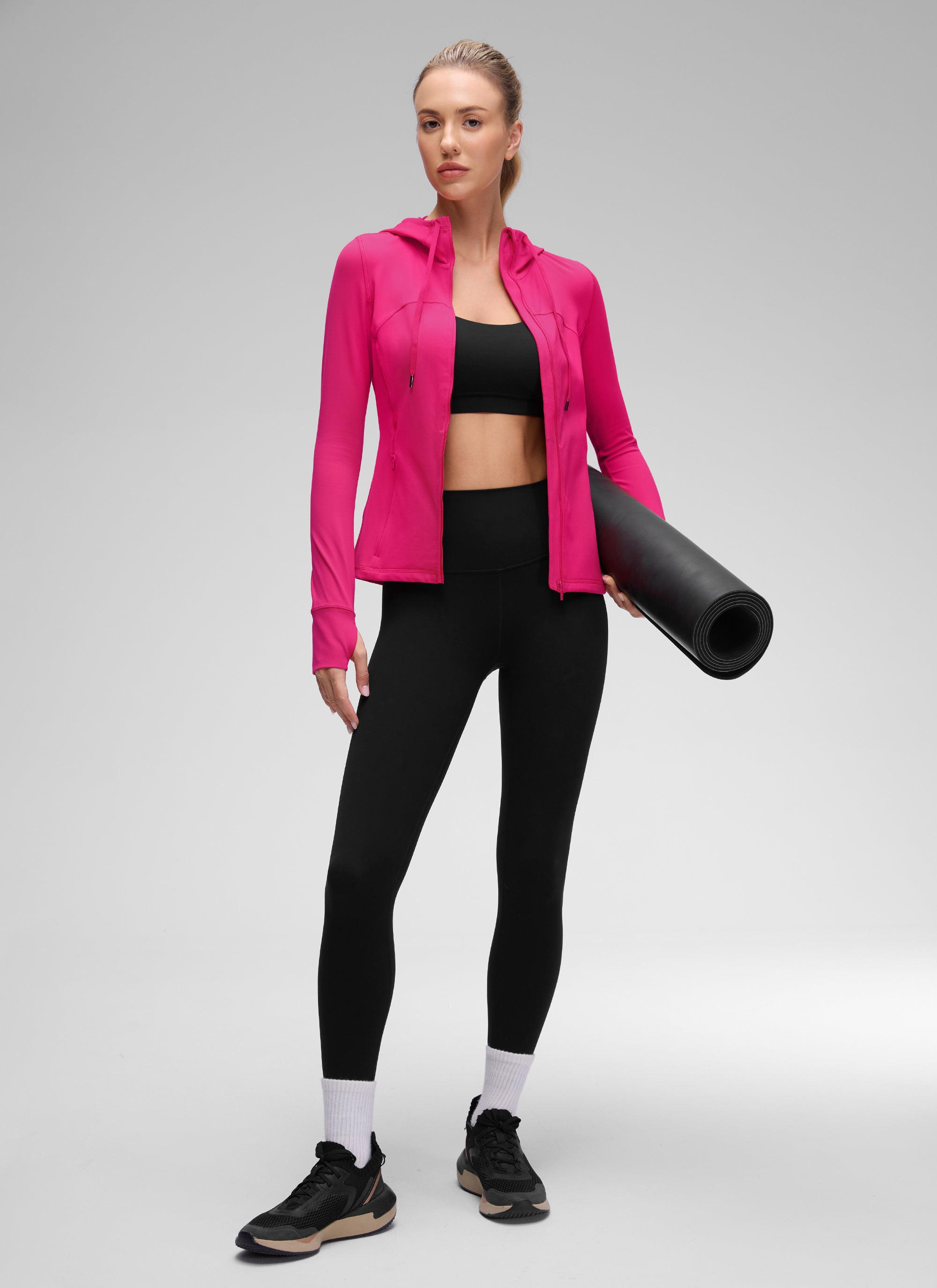 CRZ YOGA Sweat à Capuche Zippé Coupe Slim avec Poches Butterluxe Femme Granita Pink