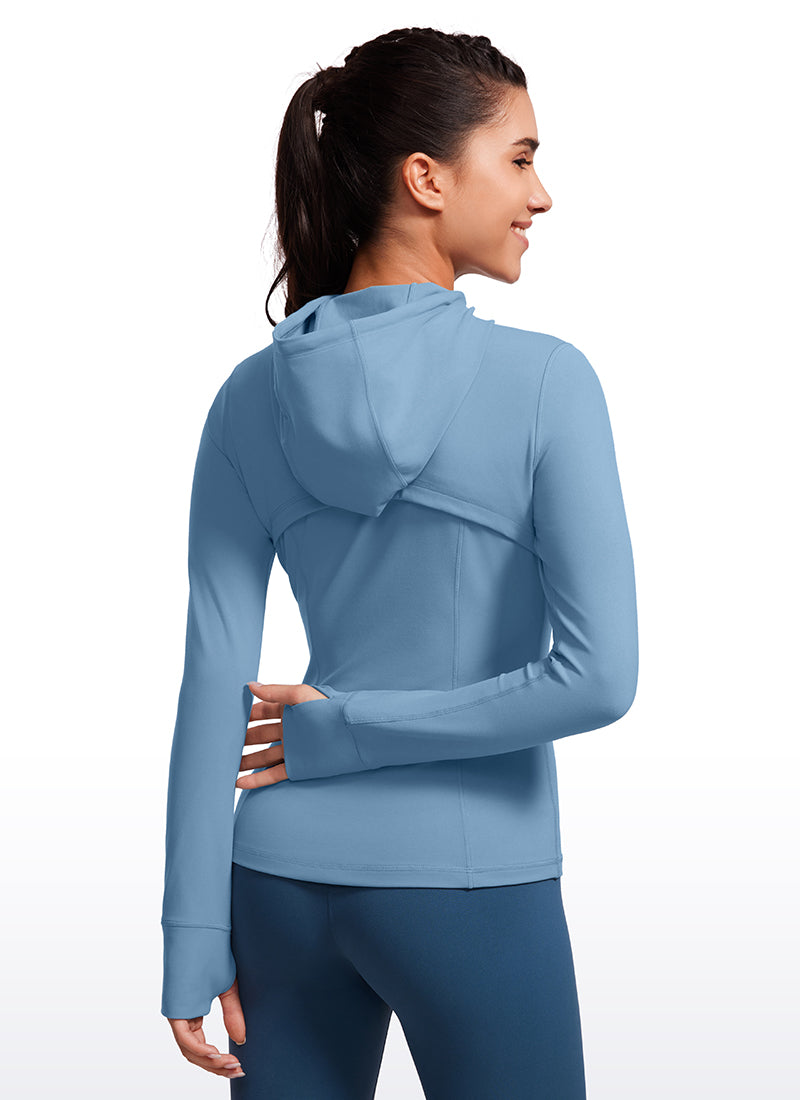 CRZ YOGA Sweat à capuche zippé coupe slim avec poches Butterluxe Femme Bleu Univers