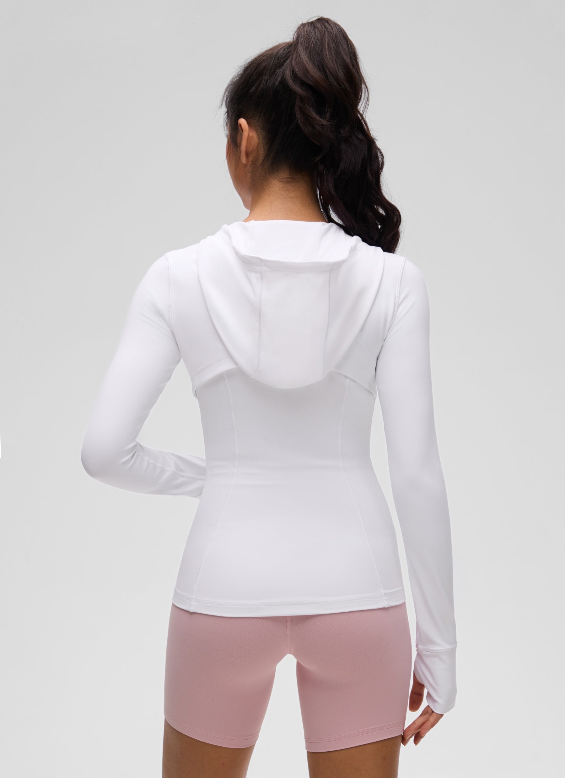 CRZ YOGA Damen- Butterluxe , Slim Fit, mit Taschen, Oberbekleidung, Kapuzenpullover mit durchgehendem Reißverschluss, Weiß