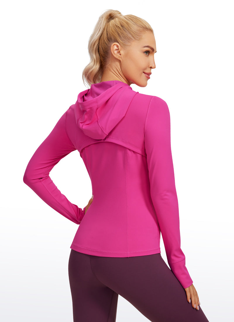 CRZ YOGA Veste à Capuche Zippée Coupe Slim avec Poches Butterluxe Femme Violet Hibiscus