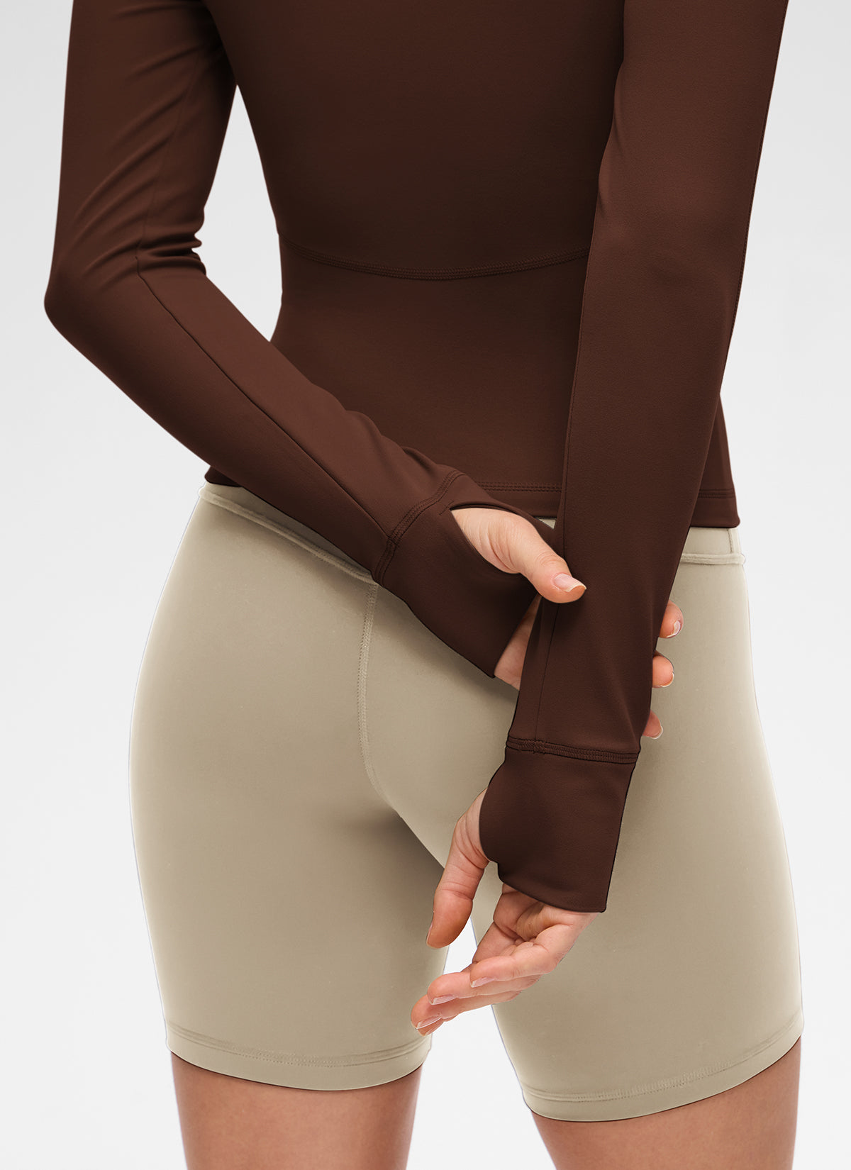 Chaqueta Butterluxe casual con cuello en V, largo hasta la cintura y bolsillos para mujer CRZ YOGA, Marrón Lava