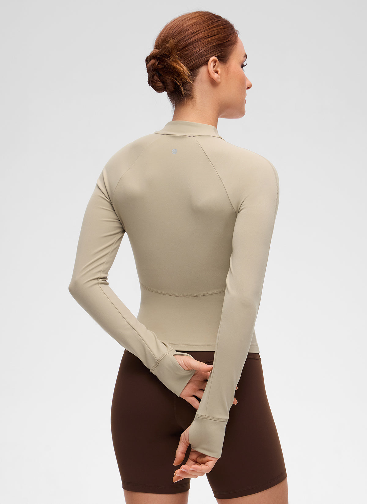 Chaqueta casual de mujer CRZ YOGA Butterluxe con cuello en V, largo hasta la cintura y bolsillos, Roble