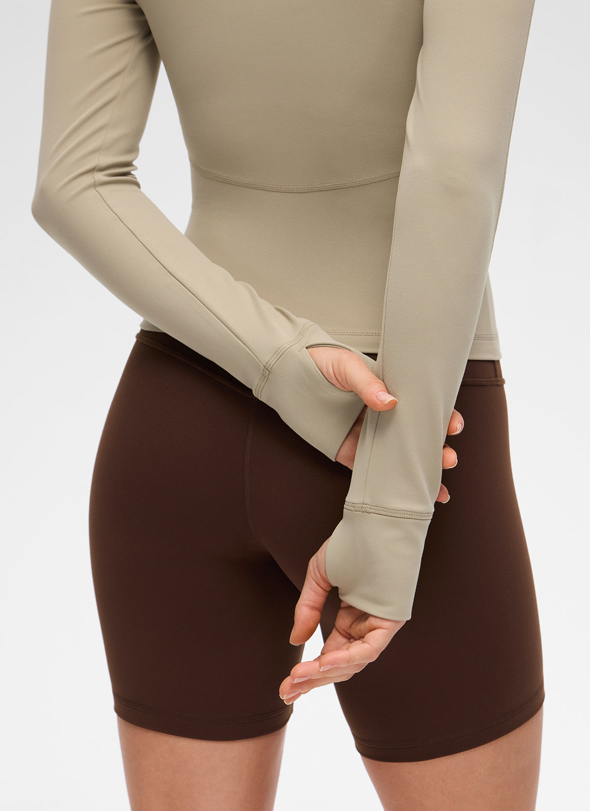 Chaqueta casual de mujer CRZ YOGA Butterluxe con cuello en V, largo hasta la cintura y bolsillos, Roble