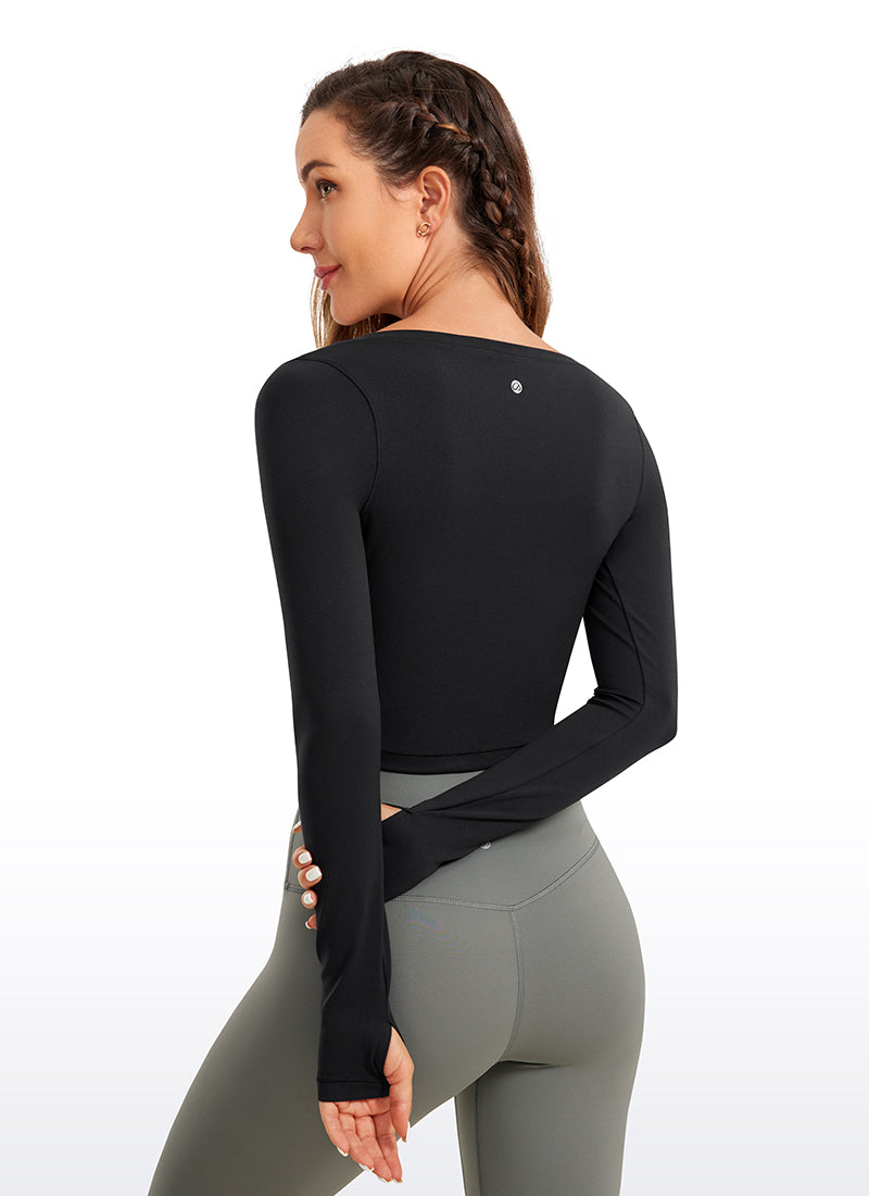 CRZ YOGA Haut de yoga à manches longues Butterluxe pour femme Noir