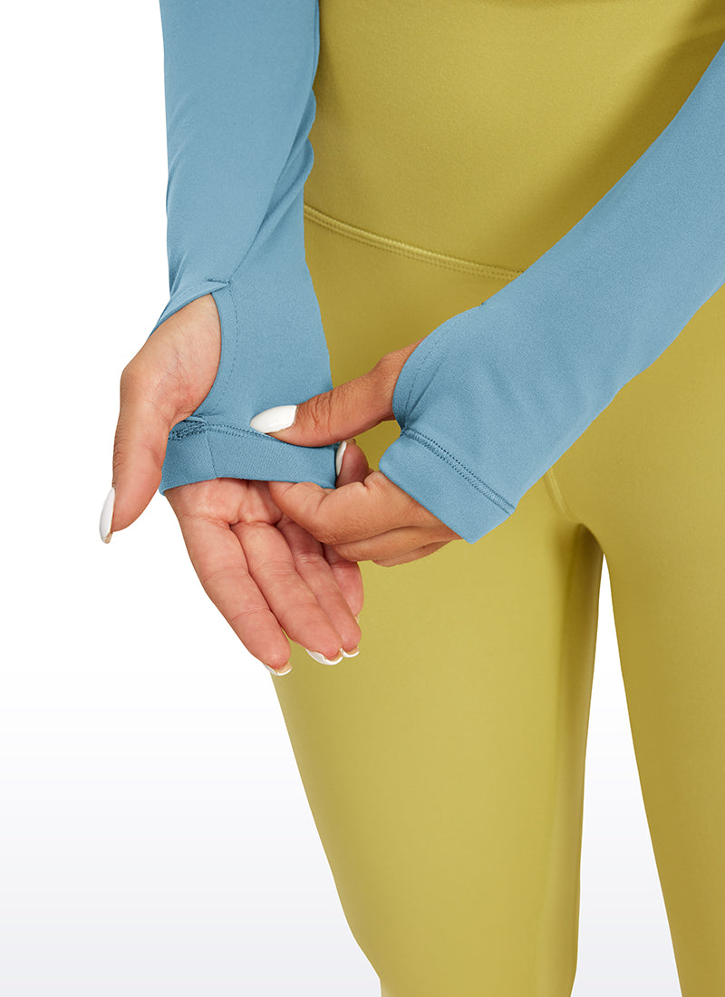 CRZ YOGA Haut de yoga à manches longues Butterluxe pour femme Bleu pur