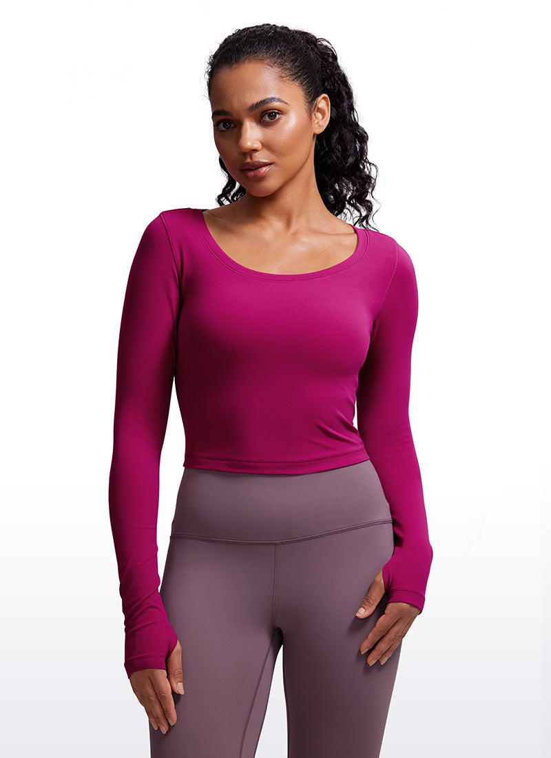 CRZ YOGA Haut de yoga à manches longues Butterluxe pour femme Violet Magenta