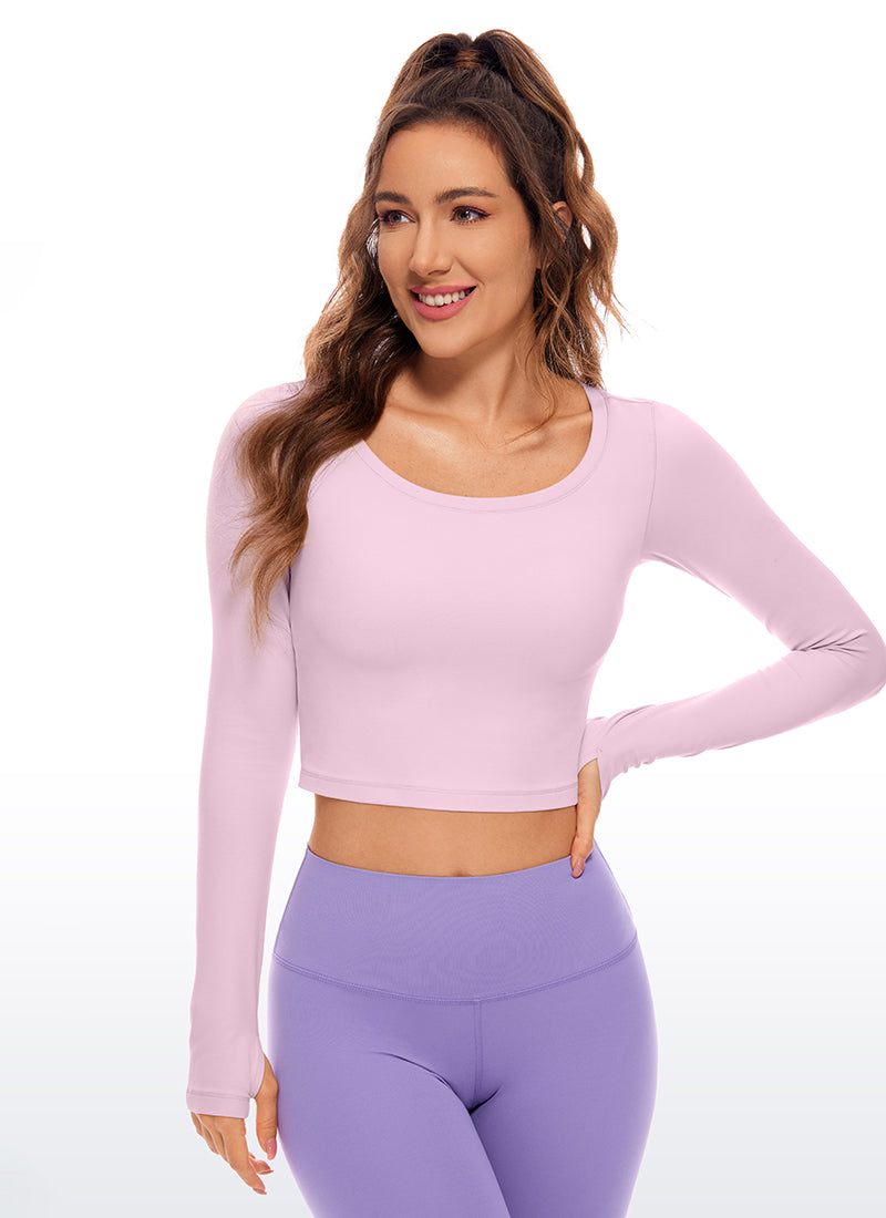 CRZ YOGA Haut de yoga à manches longues Butterluxe pour femme Rose Pivoine